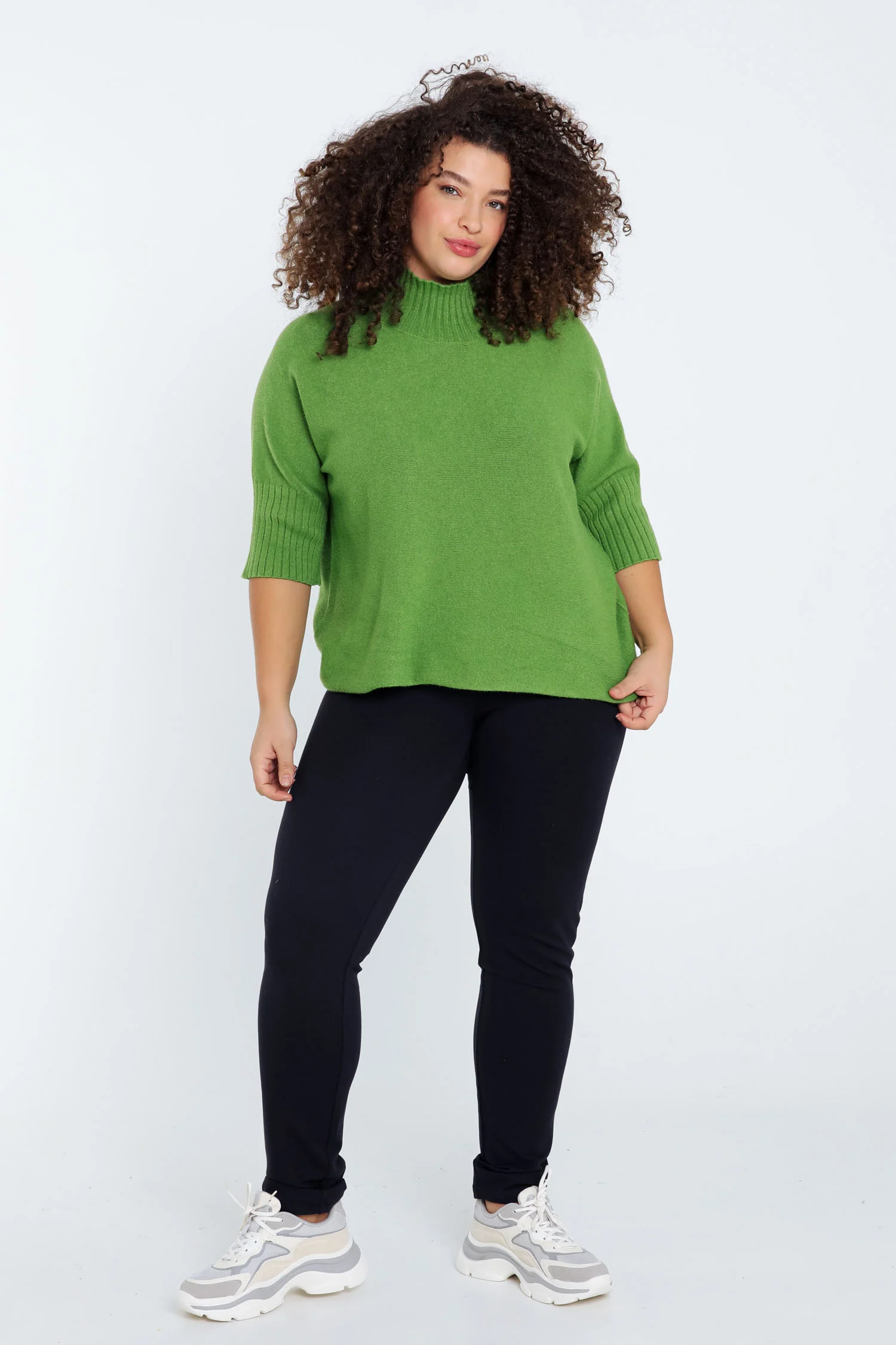Lange, effen trui in viscose met boord onderaan - Image 20