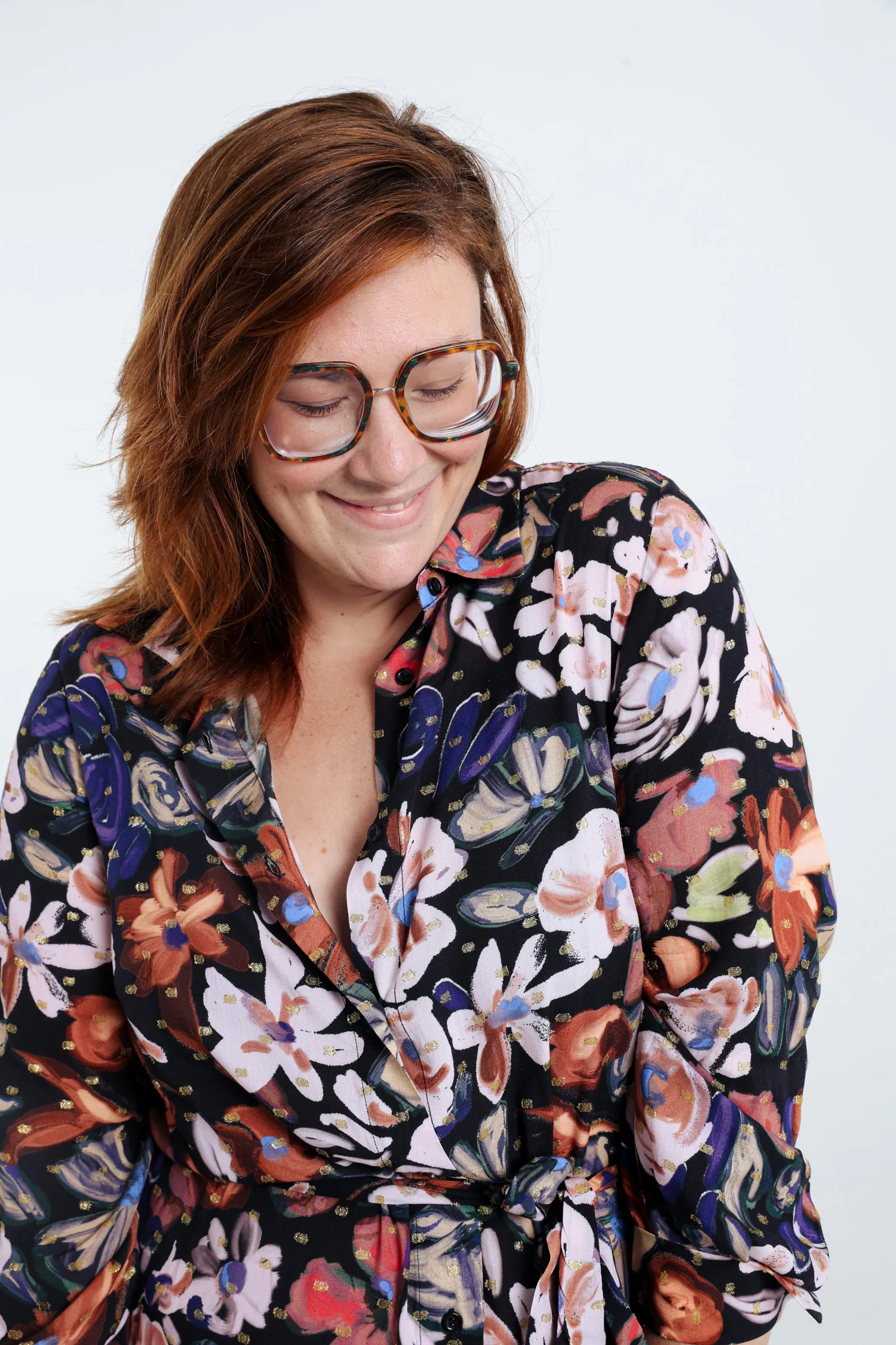 Halflange hemdjurk met bloemenmotief en lurex - Image 3