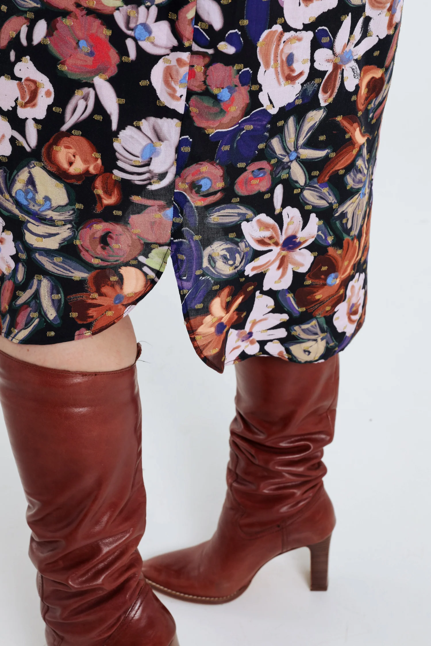 Halflange hemdjurk met bloemenmotief en lurex - Image 6