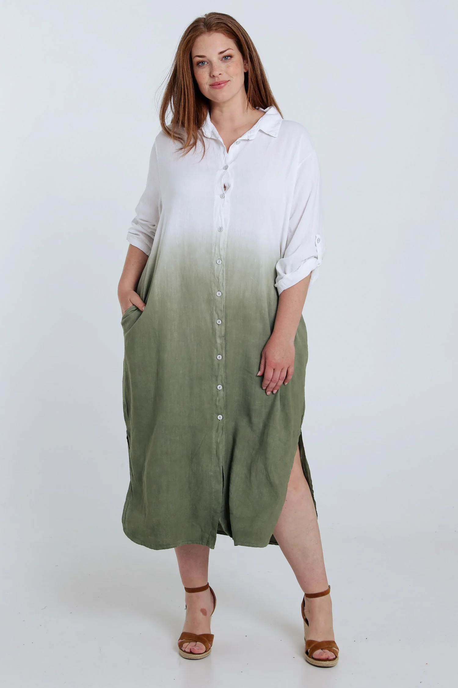 Linnen en viscose chemisjurk tie&dye - Image 8