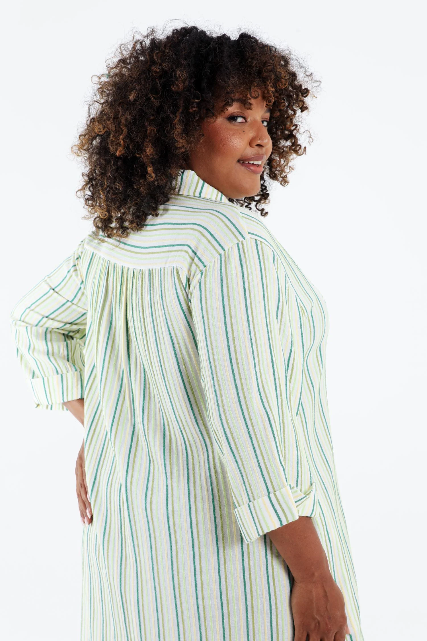Gestreepte viscose jurk - Image 6