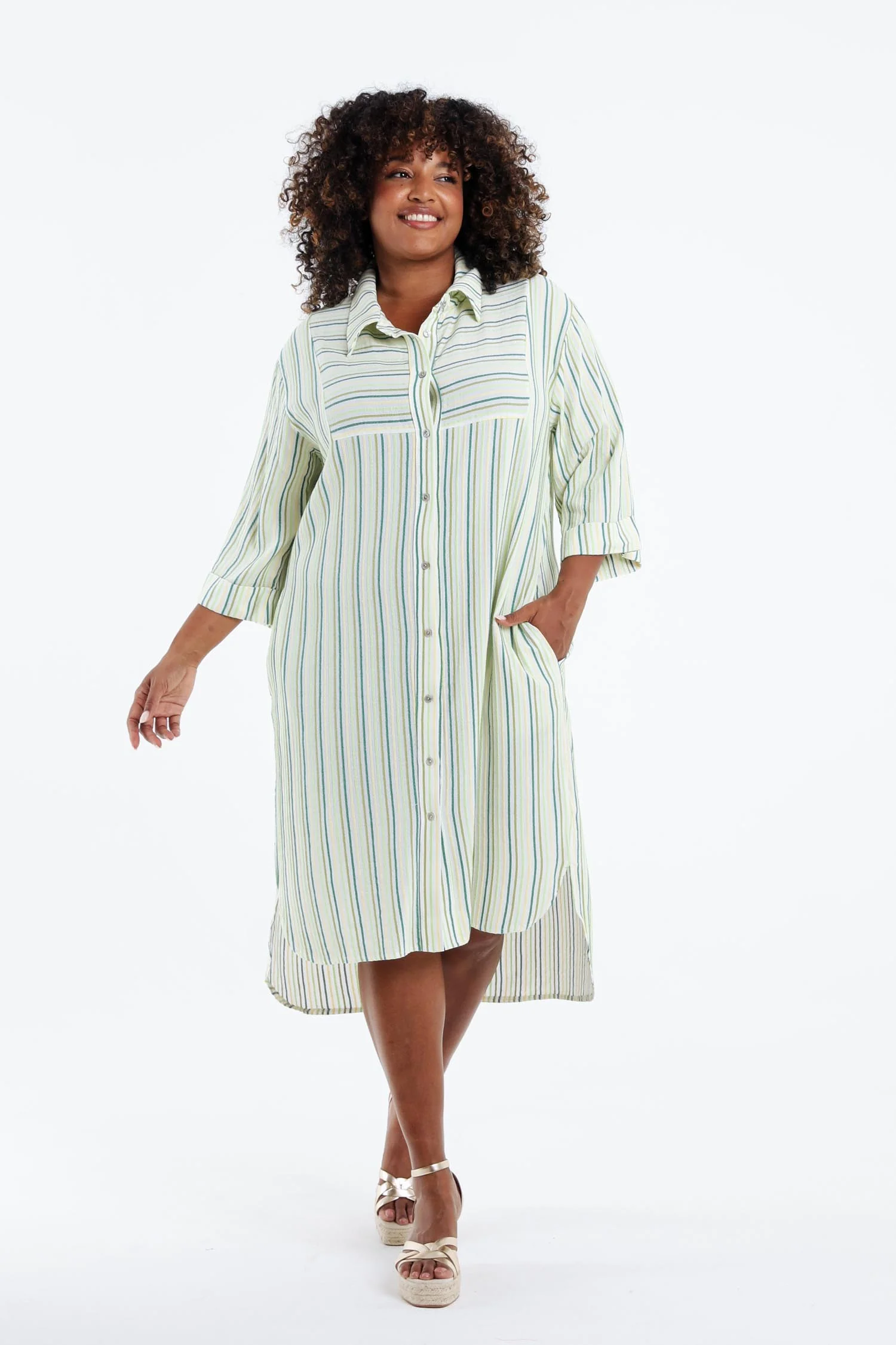 Gestreepte viscose jurk - Image 9