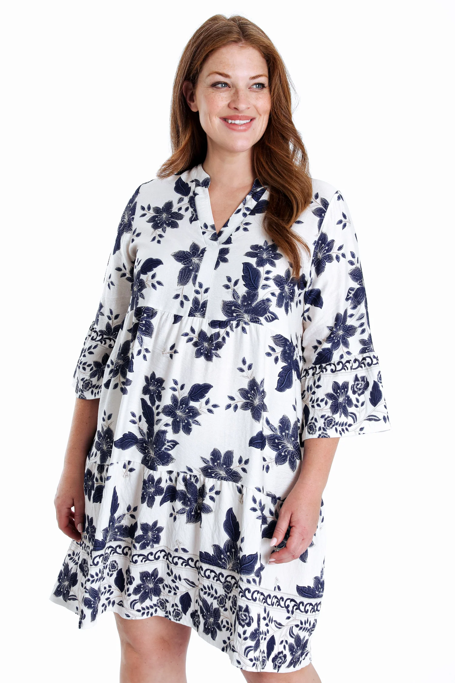 Korte jurk van viscose met bloemenprint