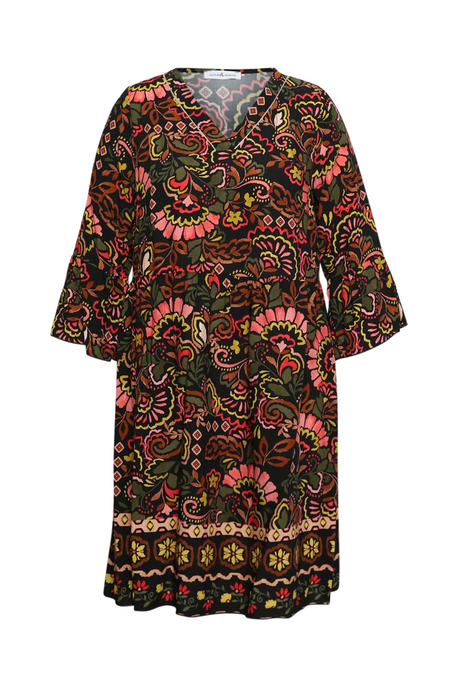 Korte jurk van bedrukt viscose met folkprint - Image 8