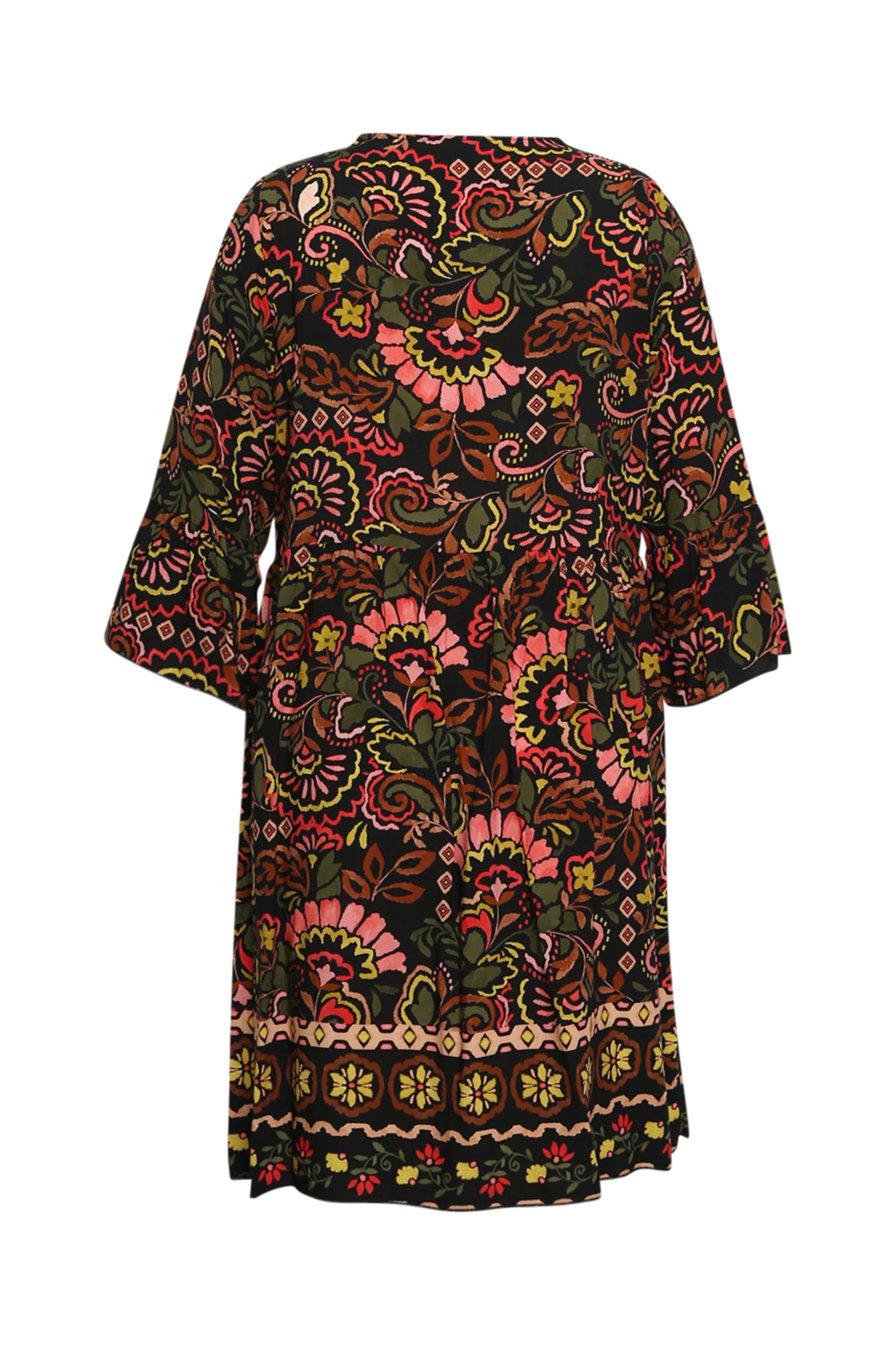 Korte jurk van bedrukt viscose met folkprint - Image 9