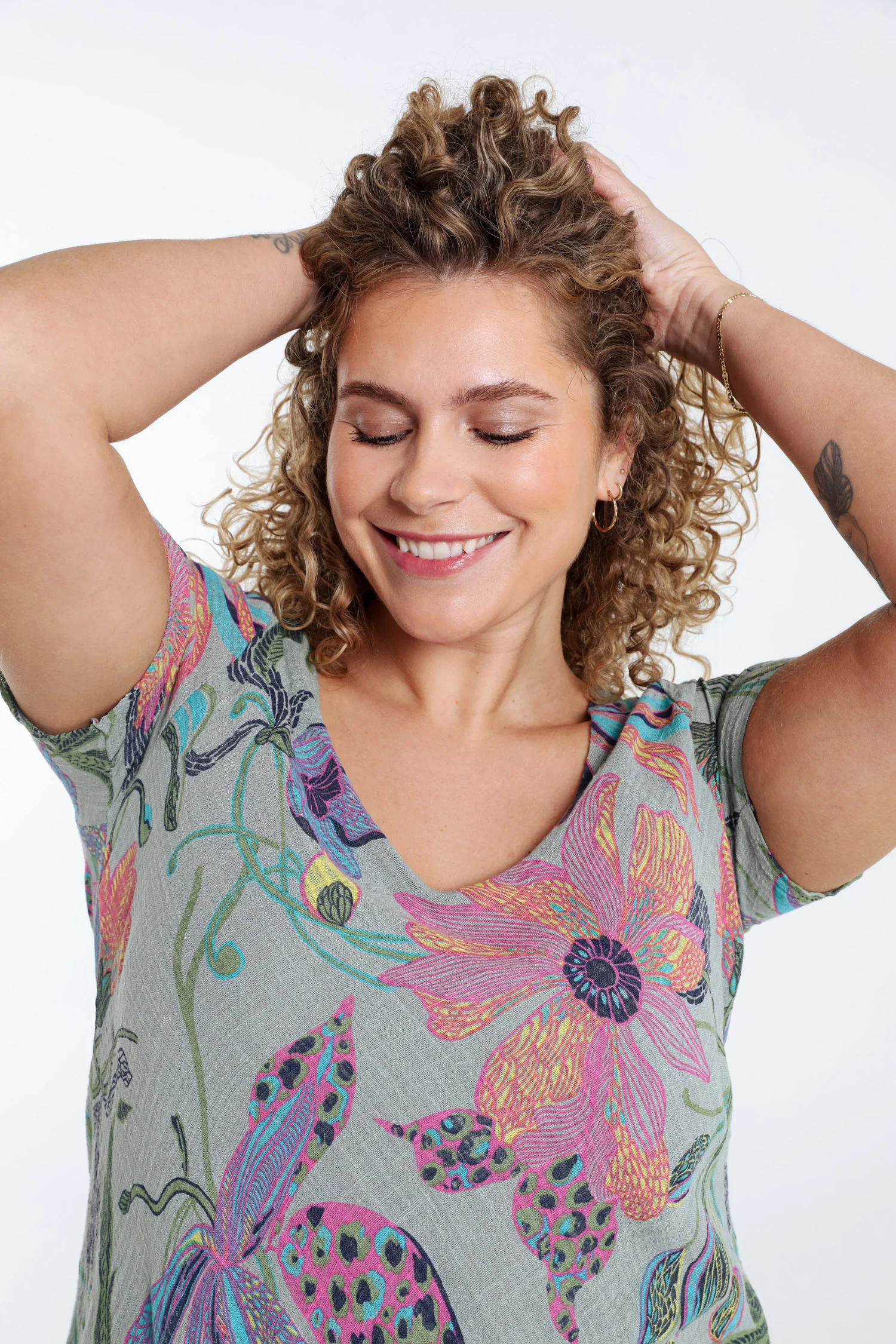 Katoenen mousseline jurk met bloemenprint - Image 28