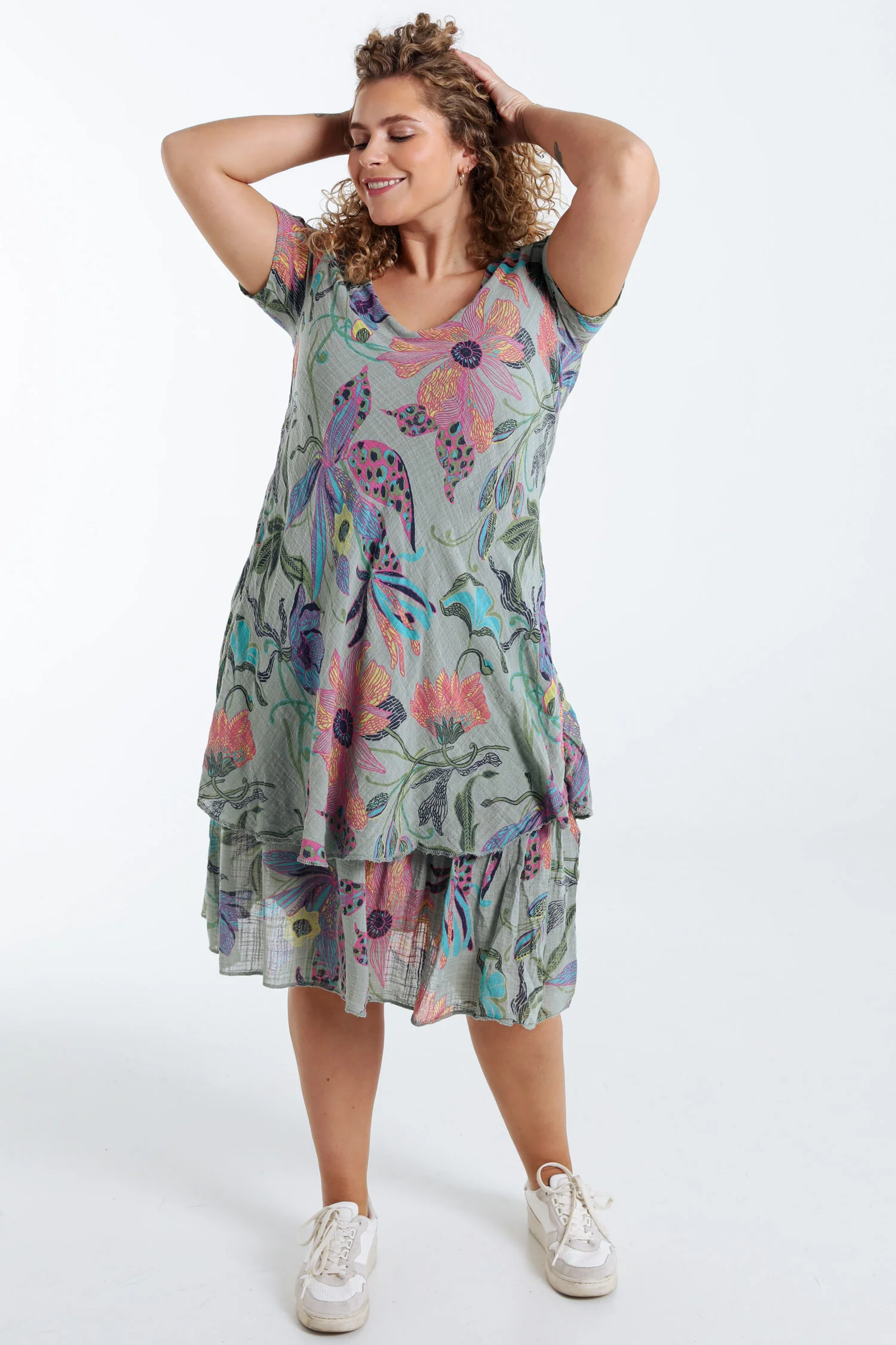 Katoenen mousseline jurk met bloemenprint - Image 31