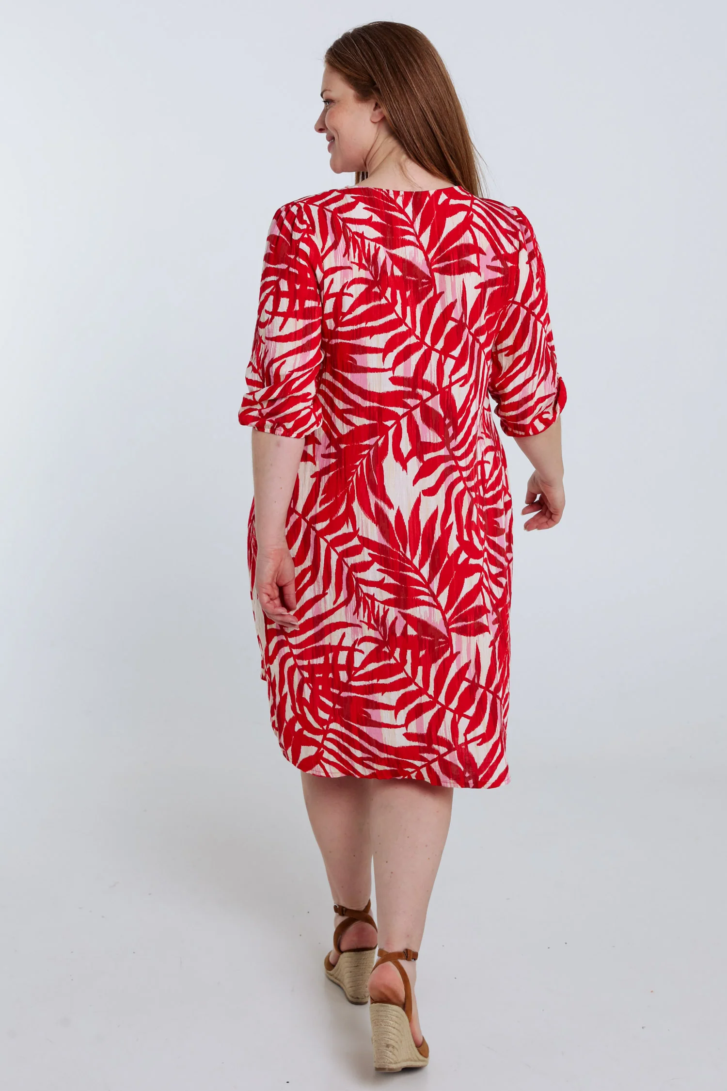 Jurk van viscose met bladenprint - Image 2