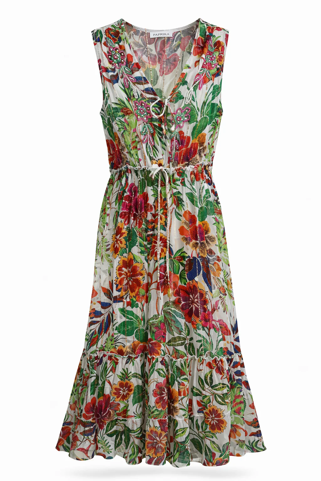 Jurk van viscose met bloemenprint en lurex - Image 10