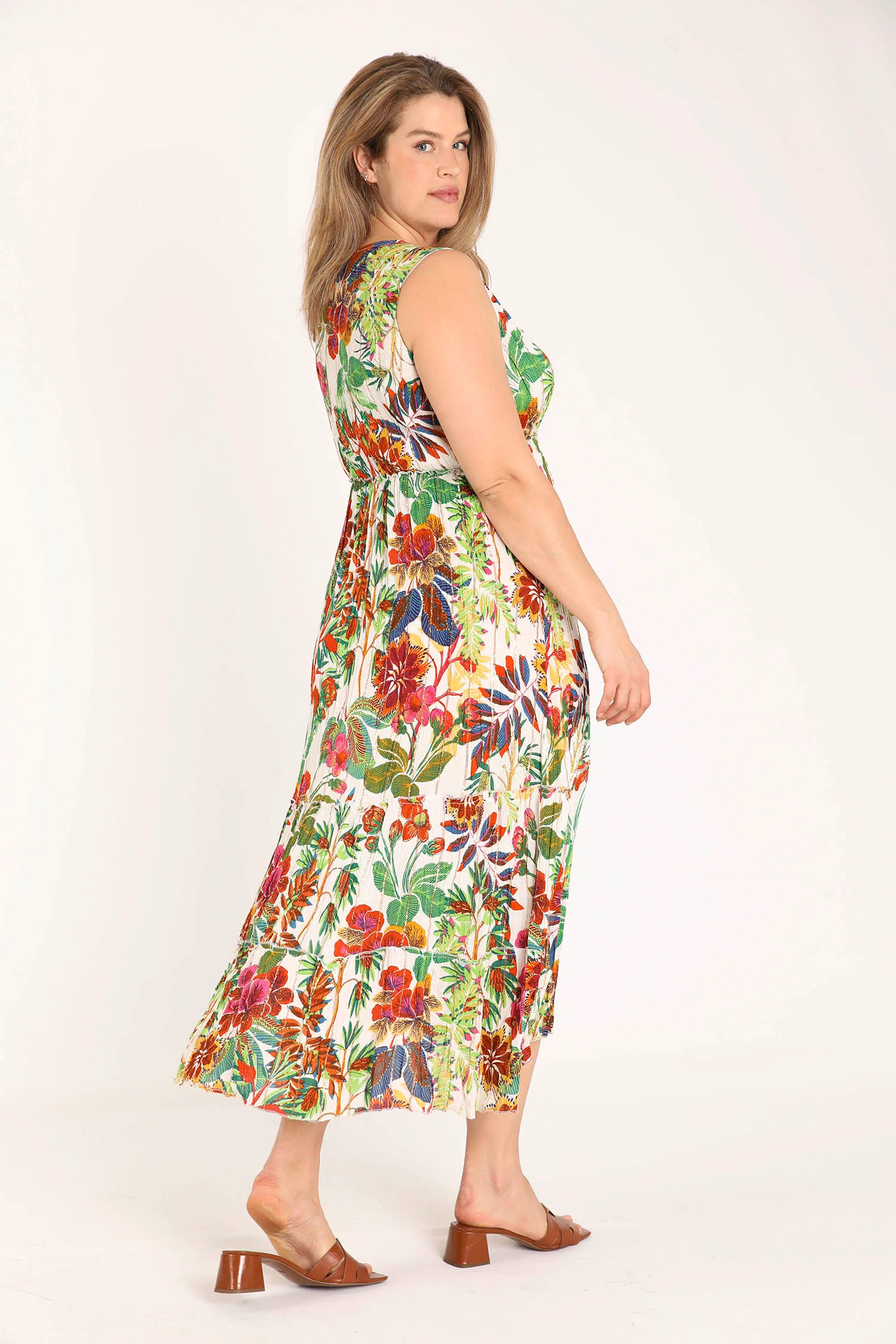 Jurk van viscose met bloemenprint en lurex - Image 2
