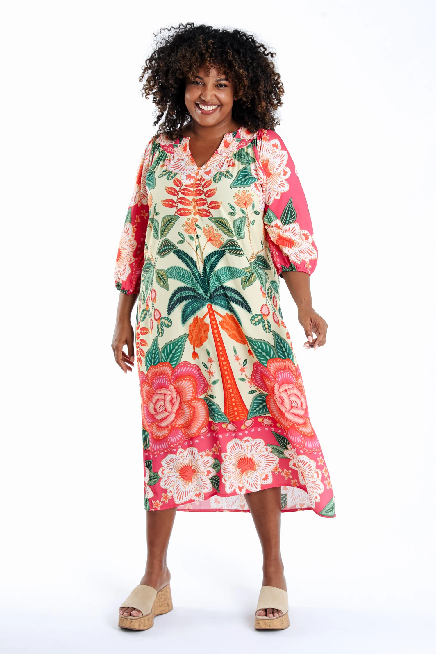 Jurk van viscose met tropische print - Image 7