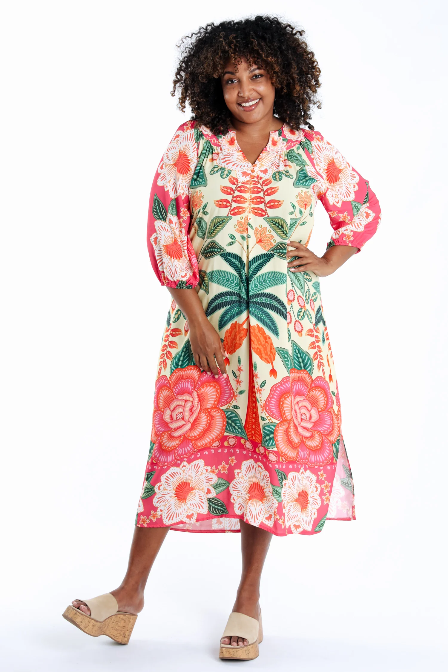 Jurk van viscose met tropische print - Image 8