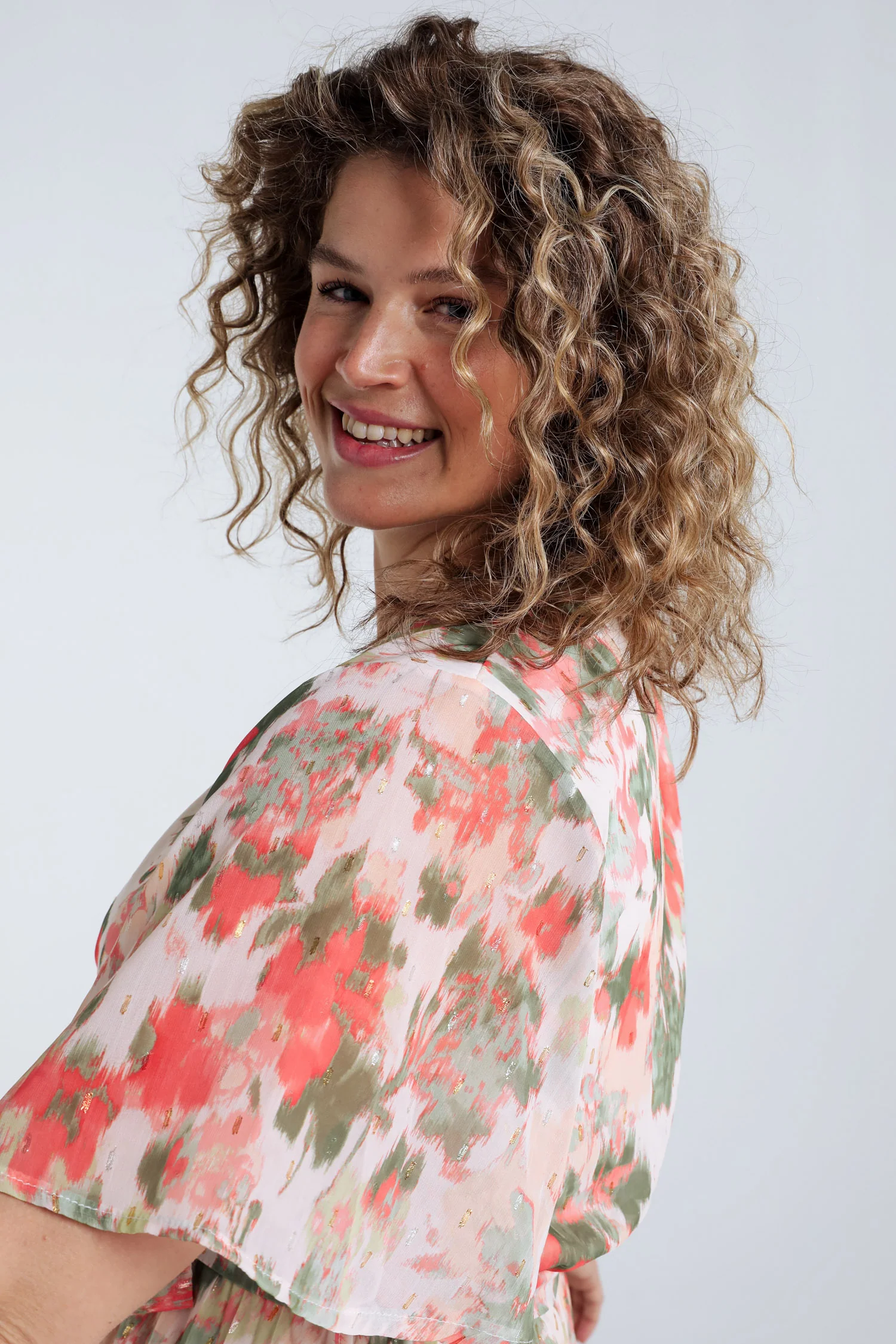 Jurk van geprinte voile met lurex - Image 5