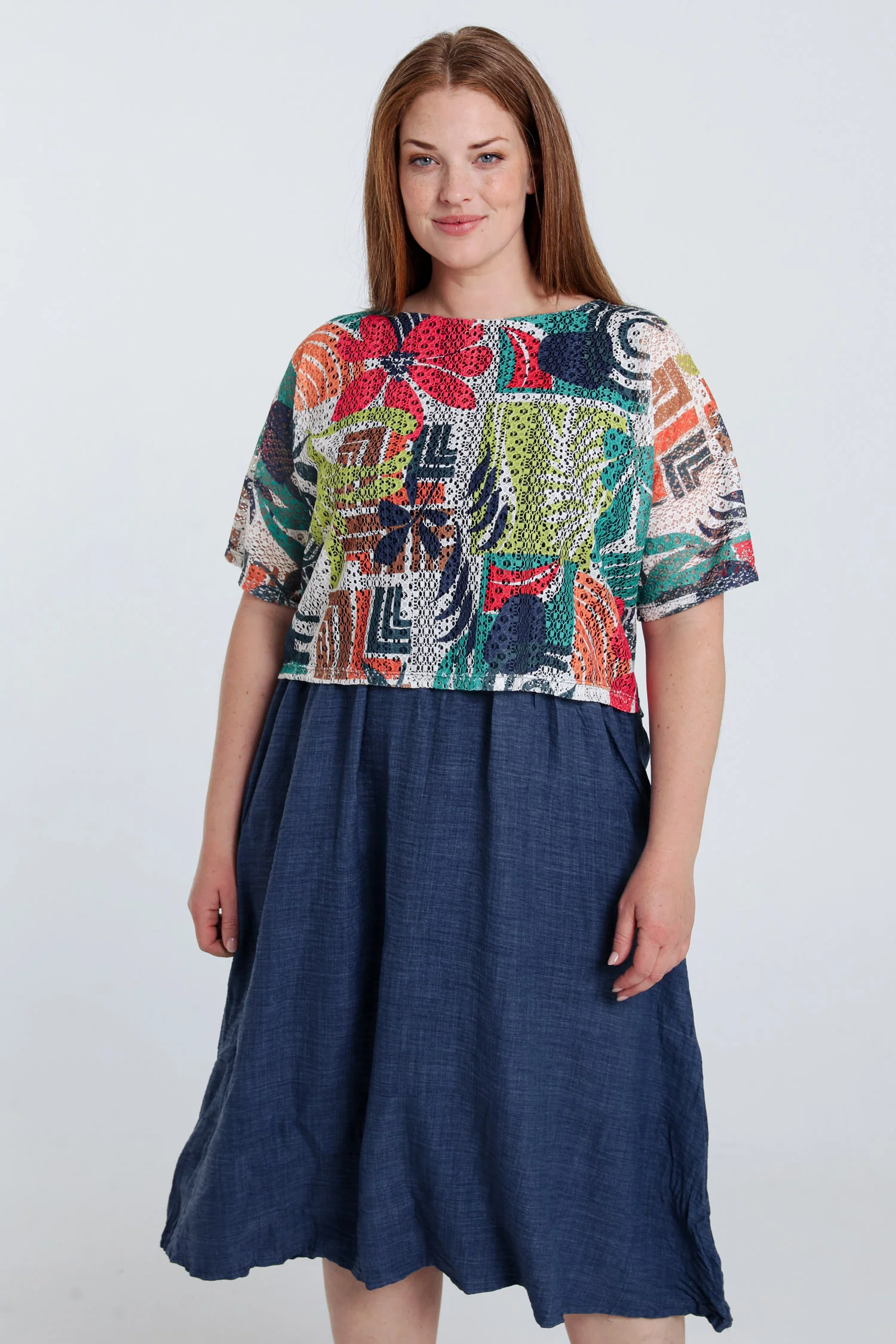 Lange 2-in-1 jurk met bloemenprint