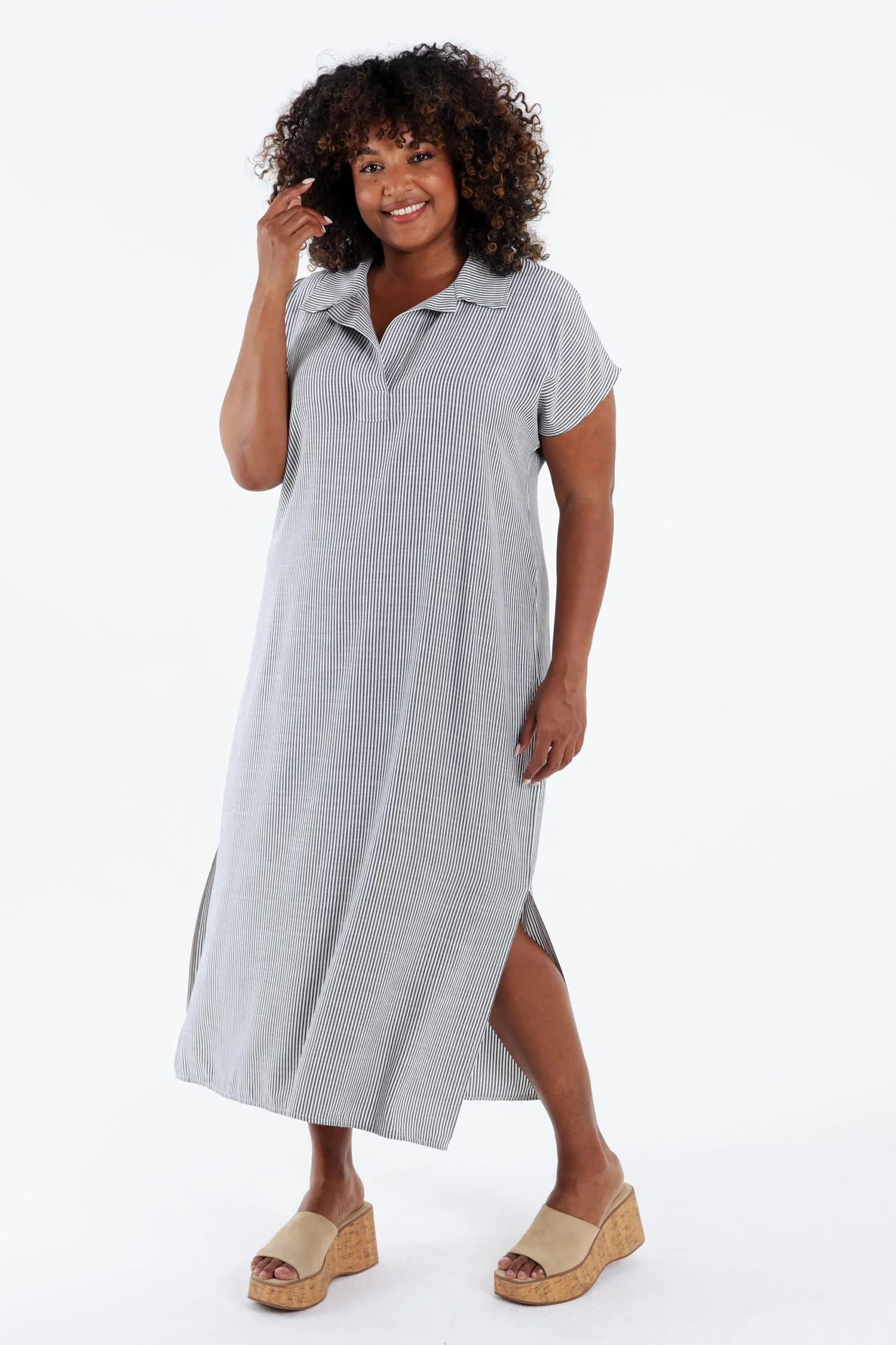 Lange jurk van viscose met strepen - Image 7