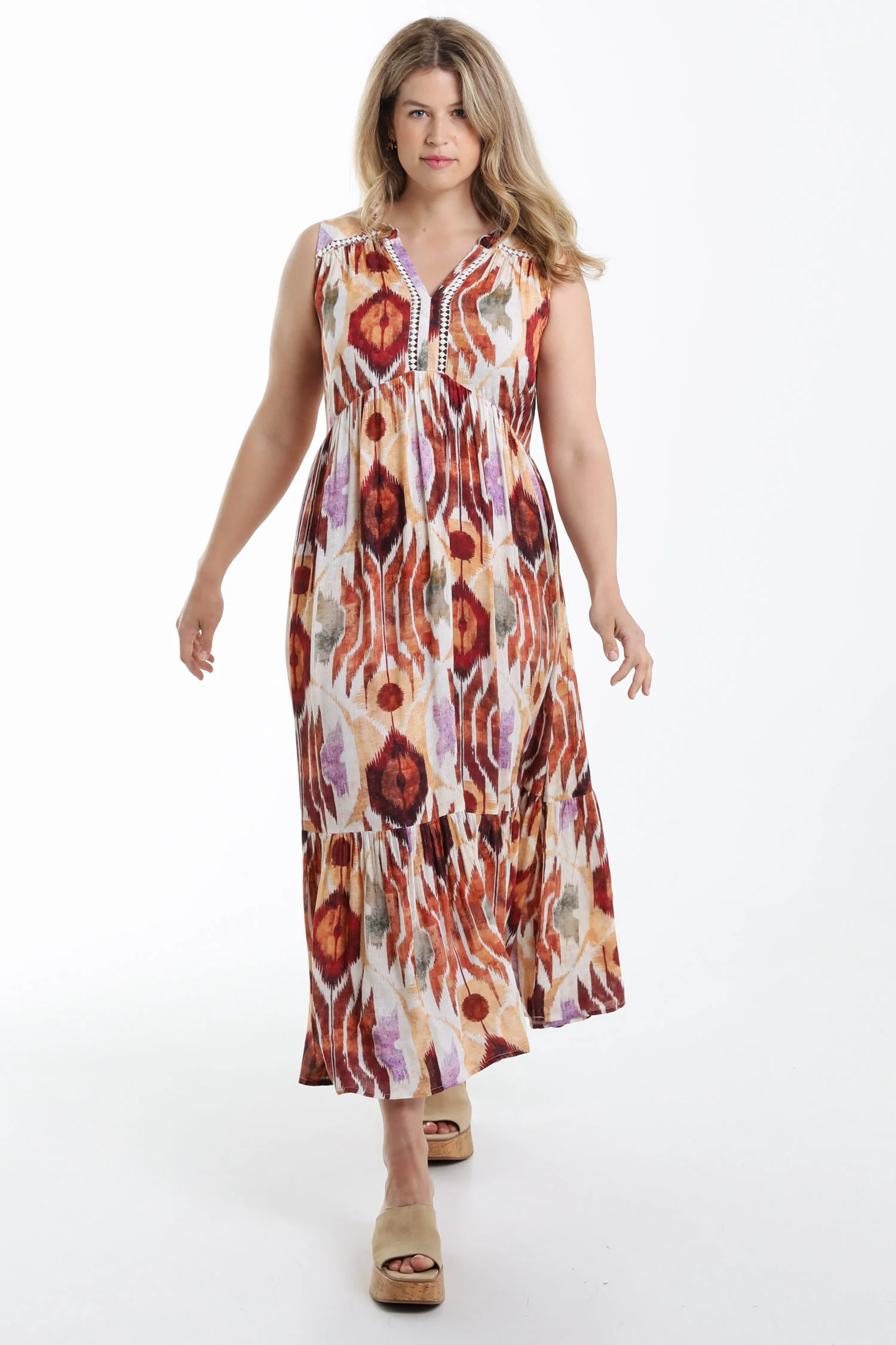 Lange jurk van viscose met etnische print - Image 7