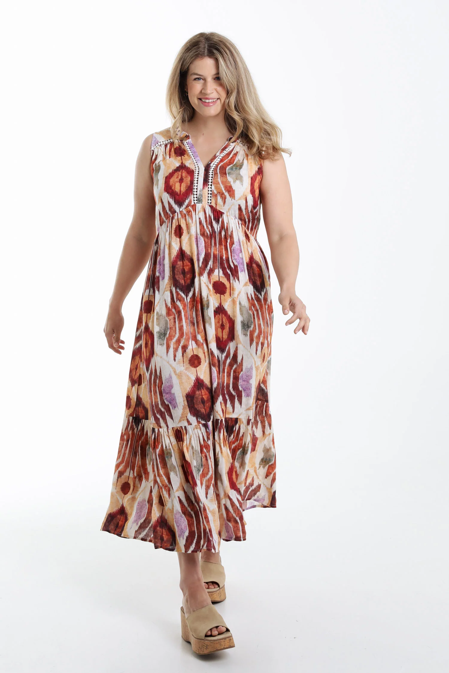 Lange jurk van viscose met etnische print - Image 8