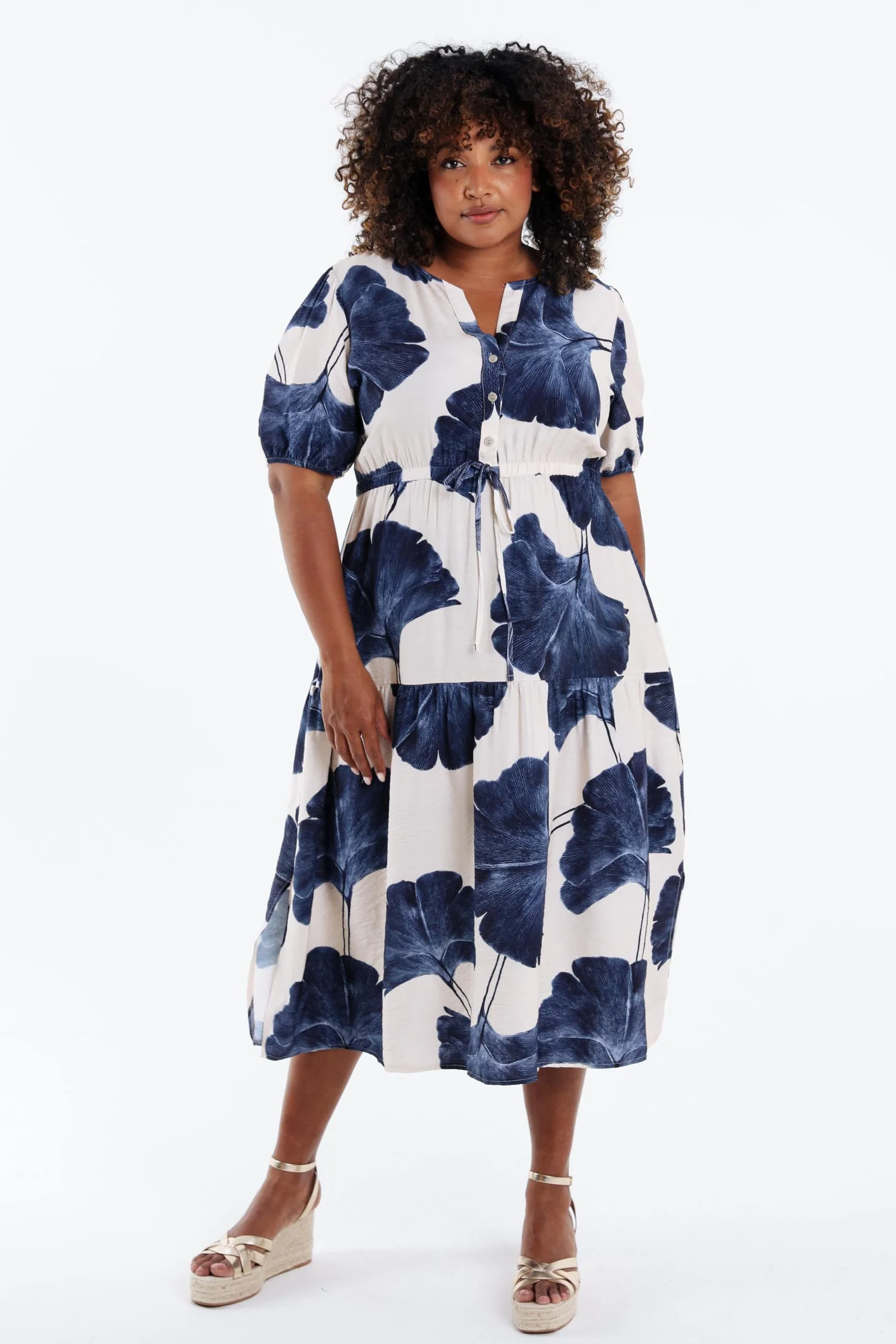 Langjurige jurk van viscose met bladerenprint - Image 7