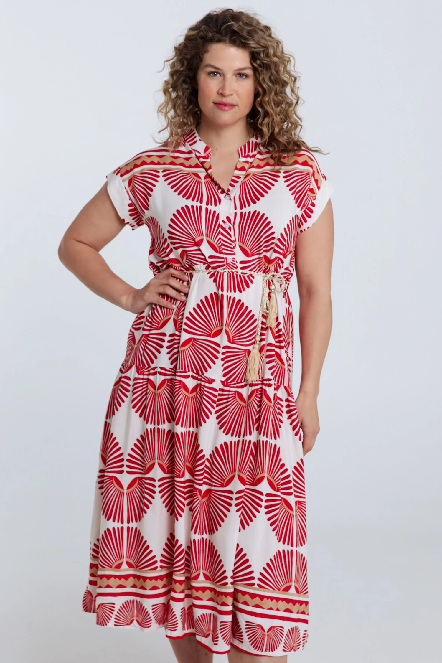 Lang jurk van viscose met bladerenprint - Image 12