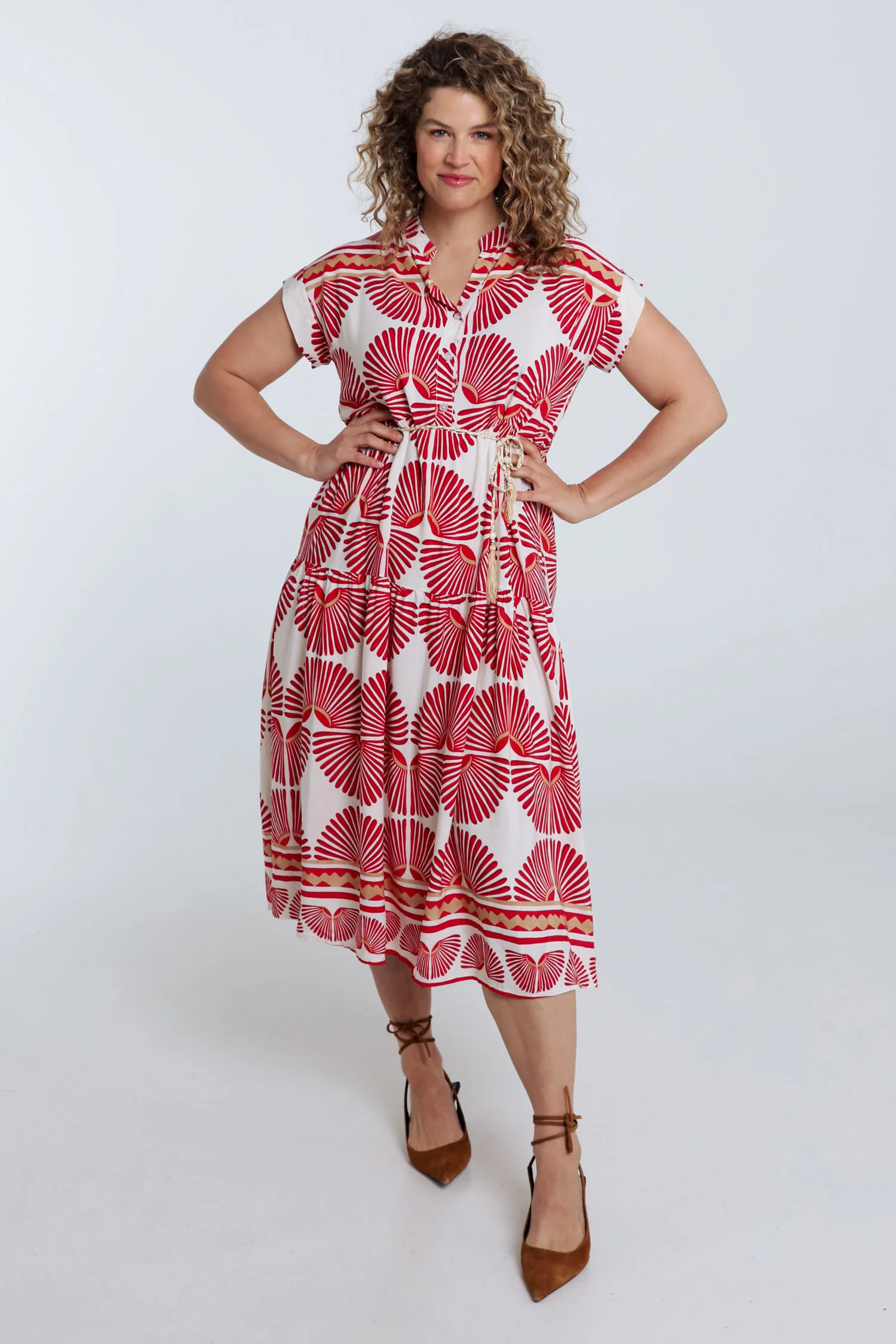 Lang jurk van viscose met bladerenprint - Image 20
