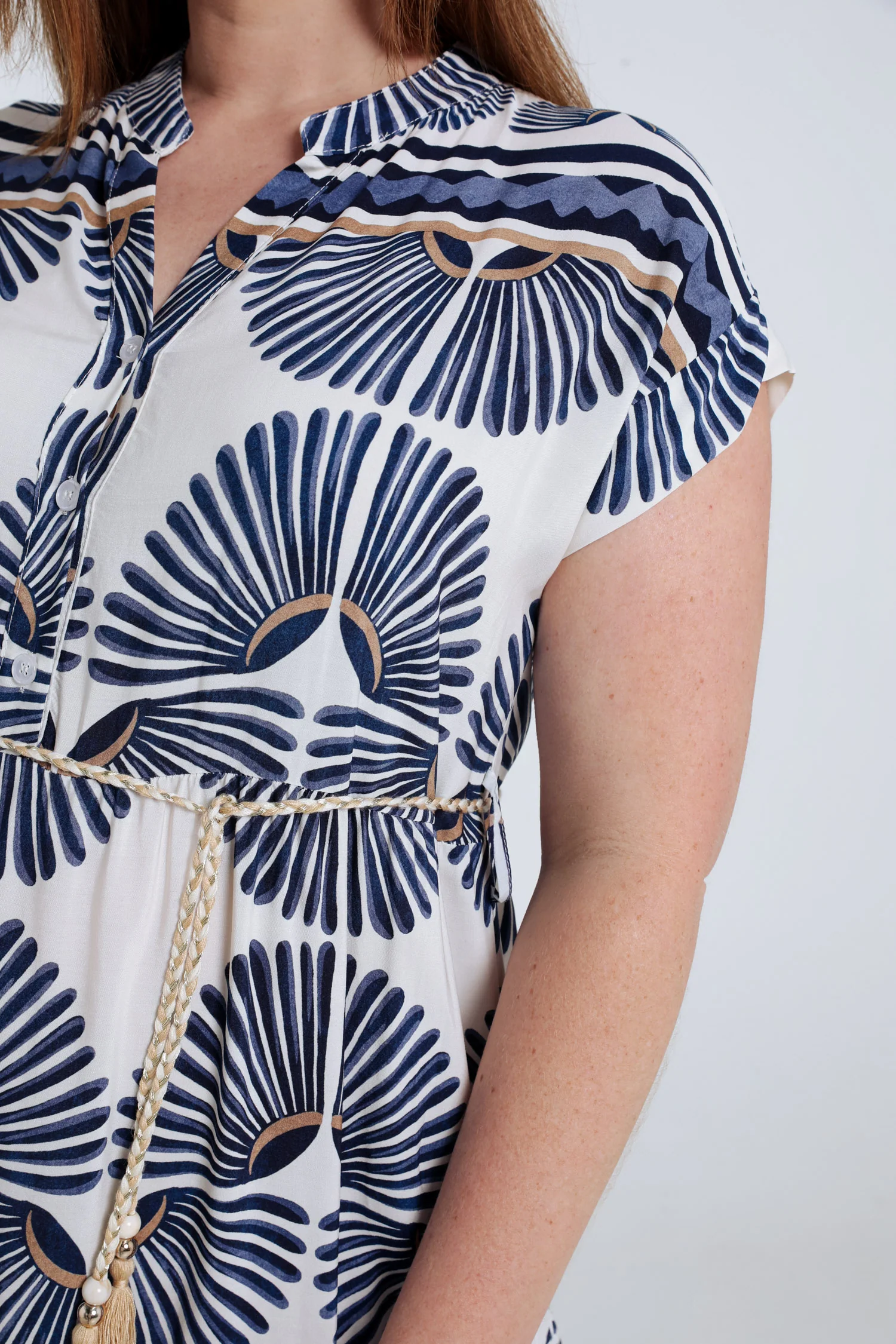 Lang jurk van viscose met bladerenprint - Image 4
