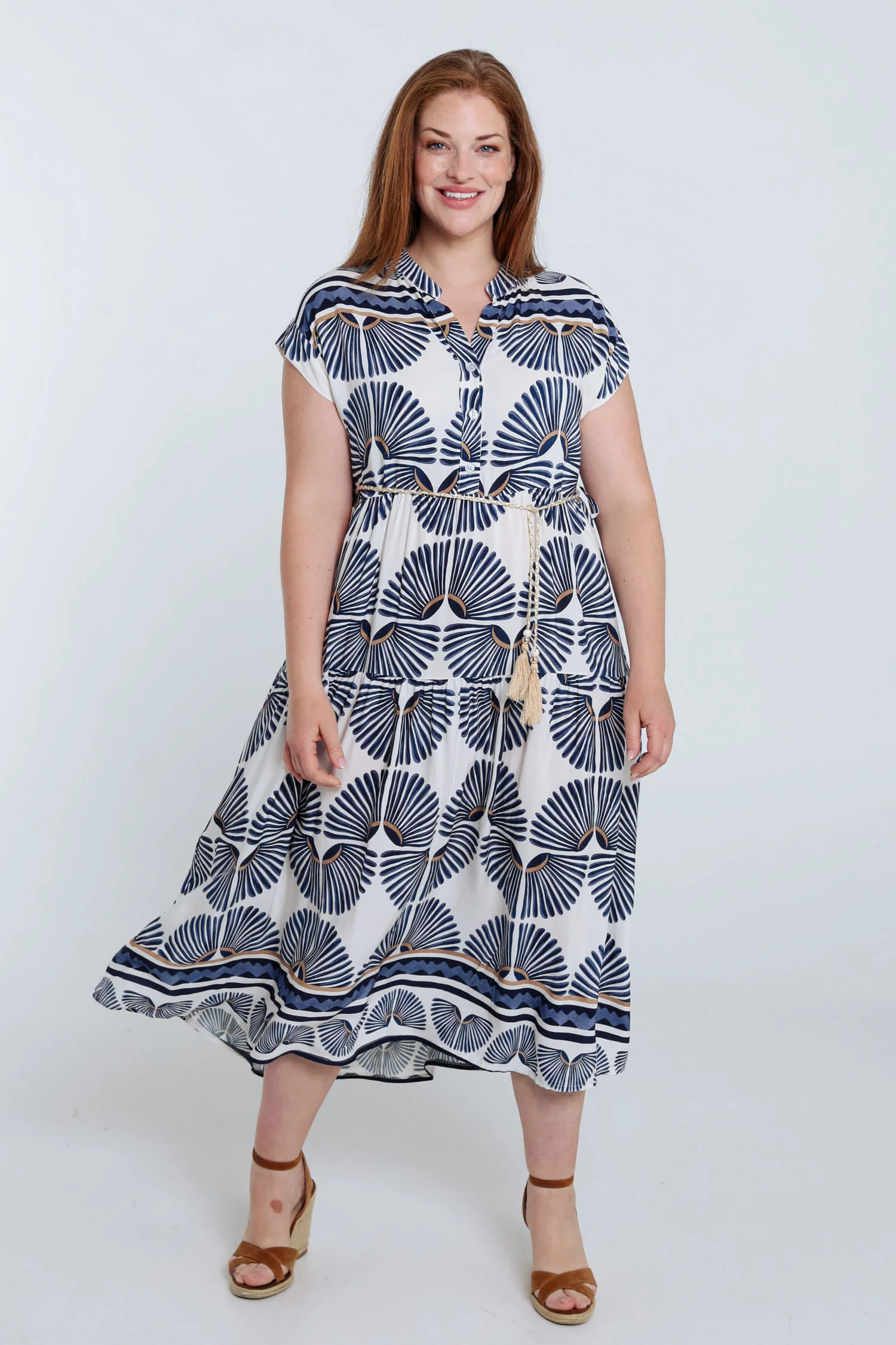 Lang jurk van viscose met bladerenprint - Image 7