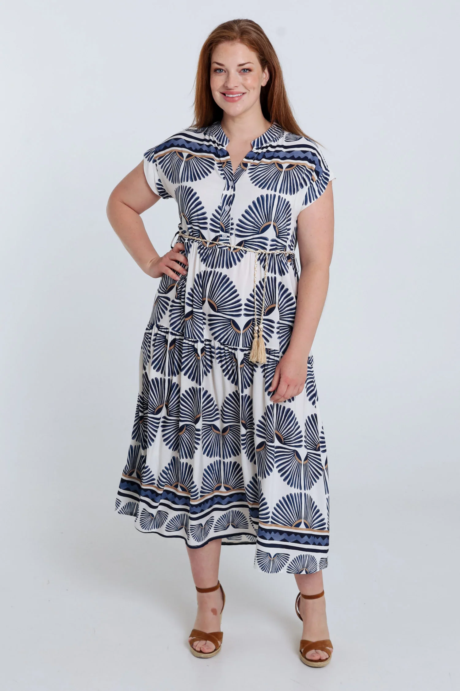 Lang jurk van viscose met bladerenprint - Image 9