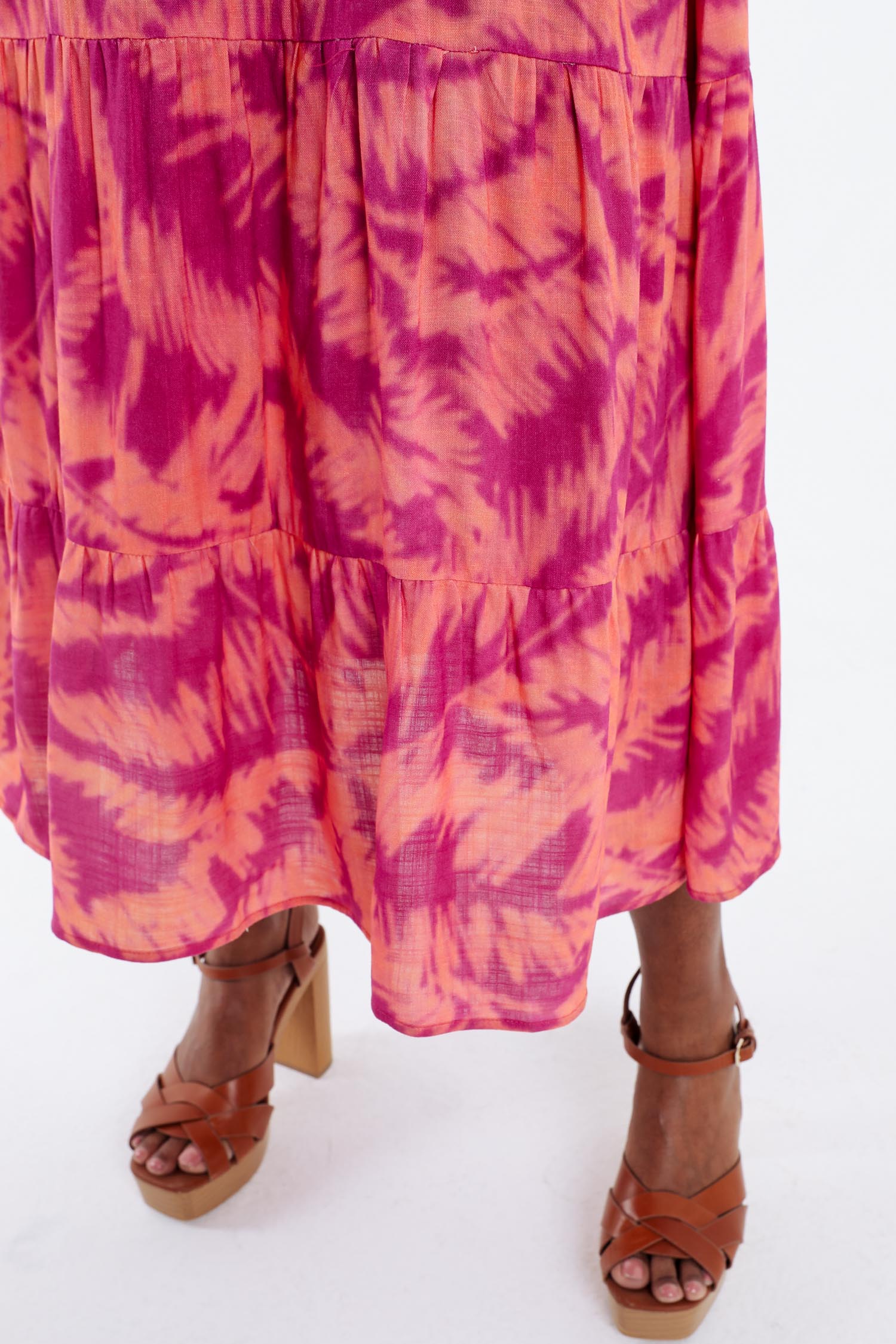 Lange jurk van viscose met bladerenprint - Image 4