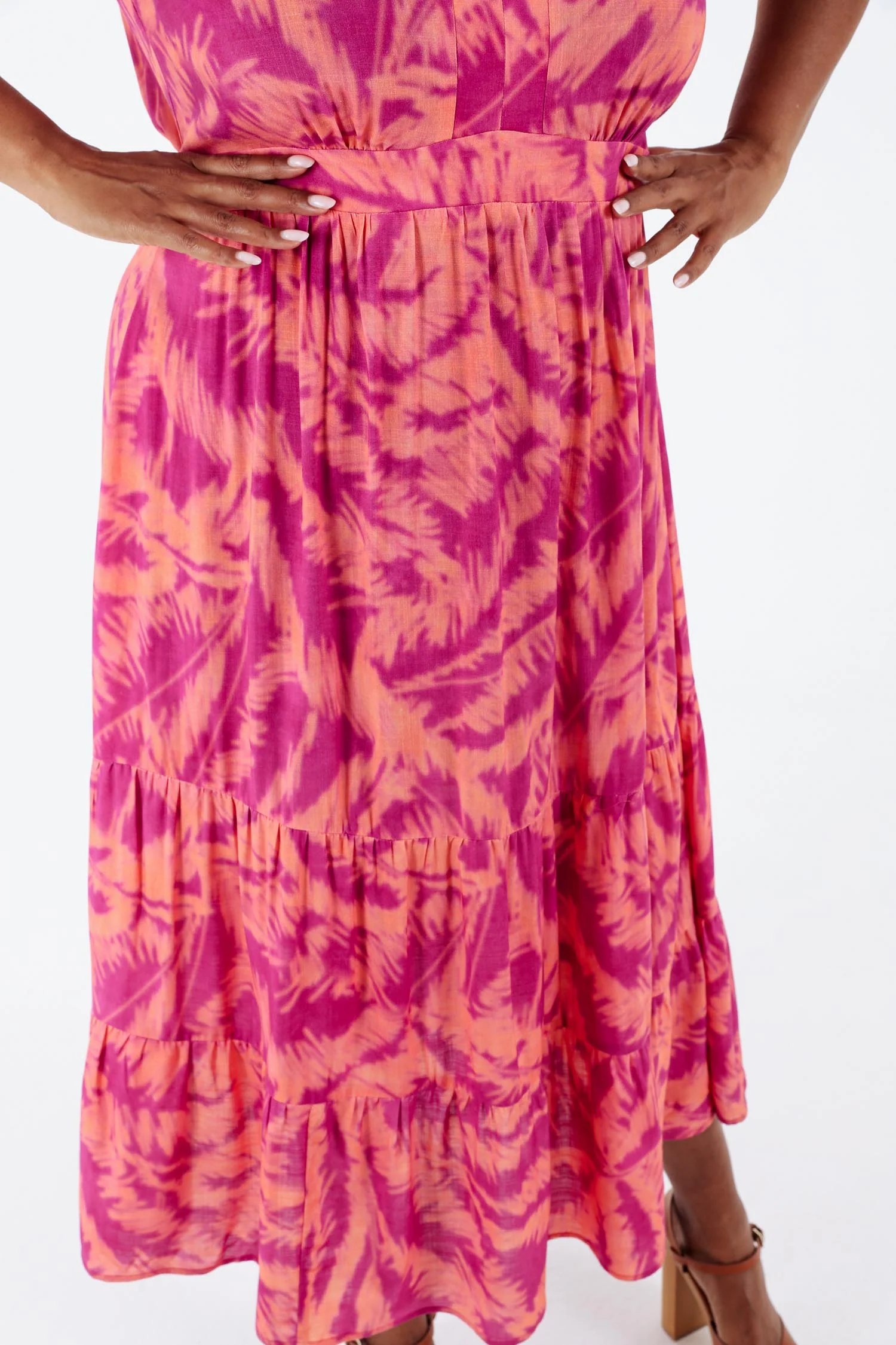 Lange jurk van viscose met bladerenprint - Image 5