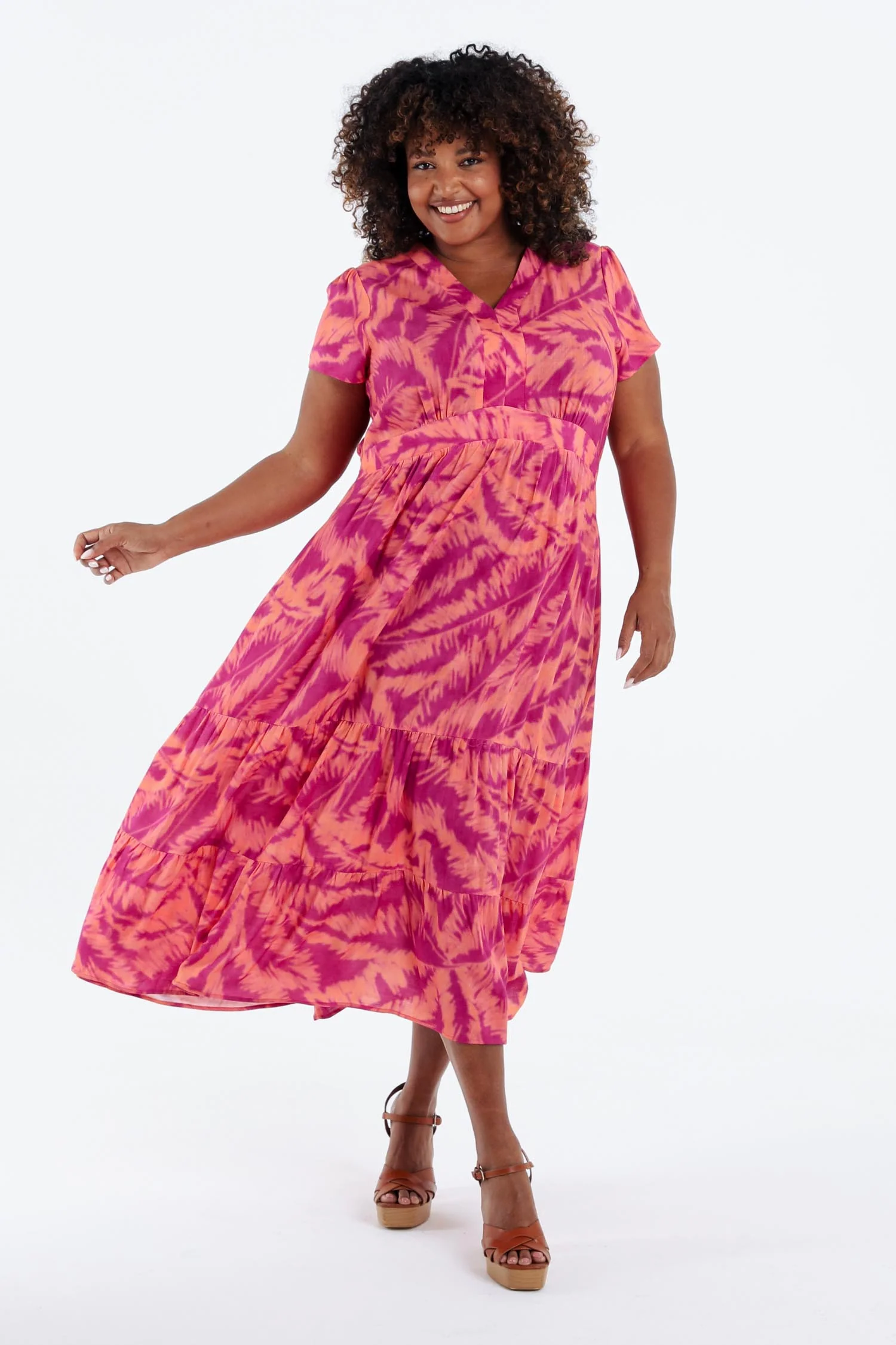 Lange jurk van viscose met bladerenprint - Image 8