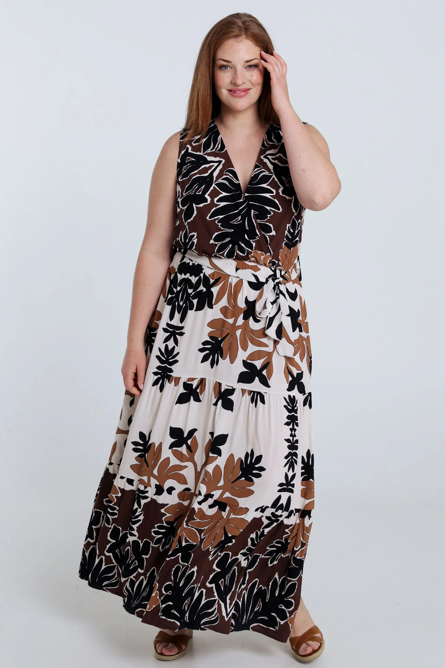 Langjurige jurk van viscose met bladerenprint - Image 7