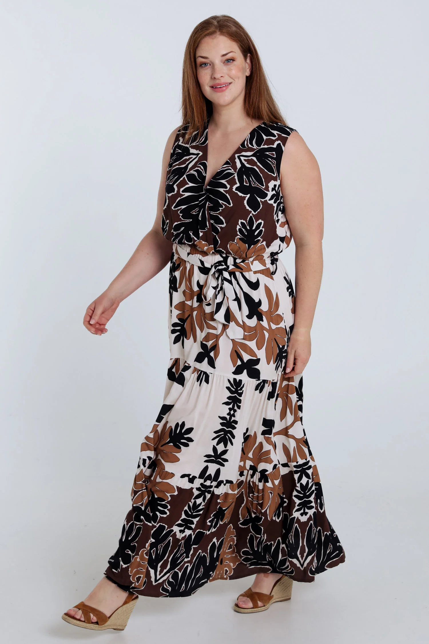Langjurige jurk van viscose met bladerenprint - Image 8