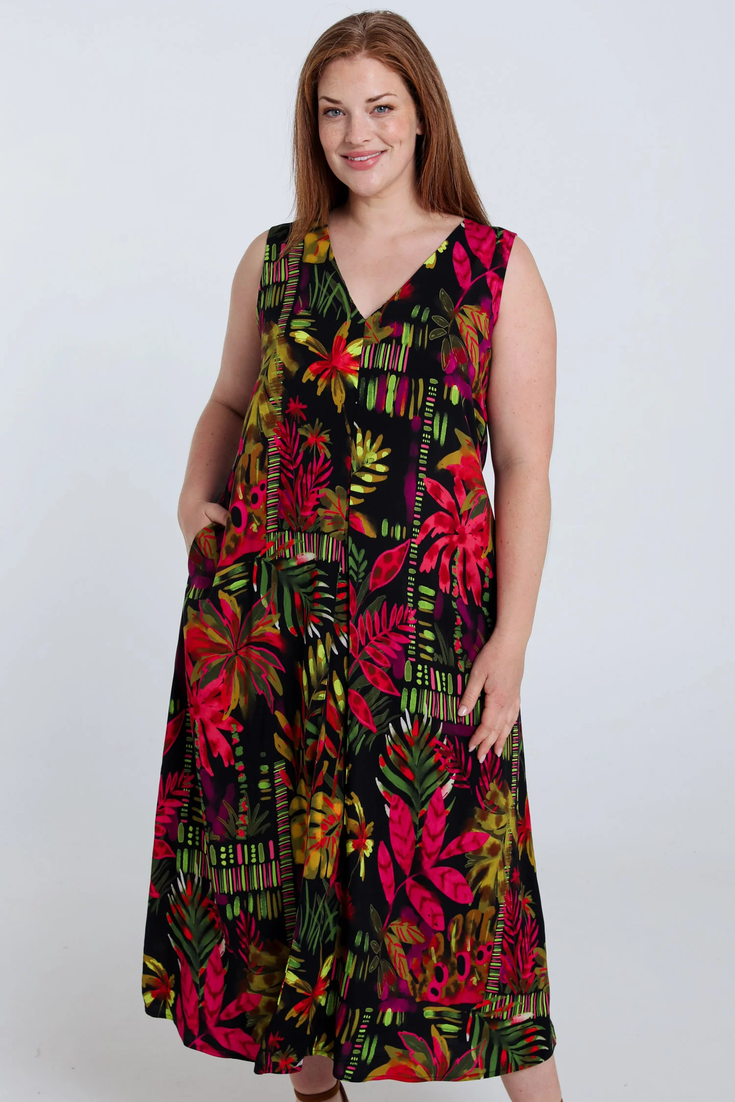 Lange jurk van viscose met bloemenprint
