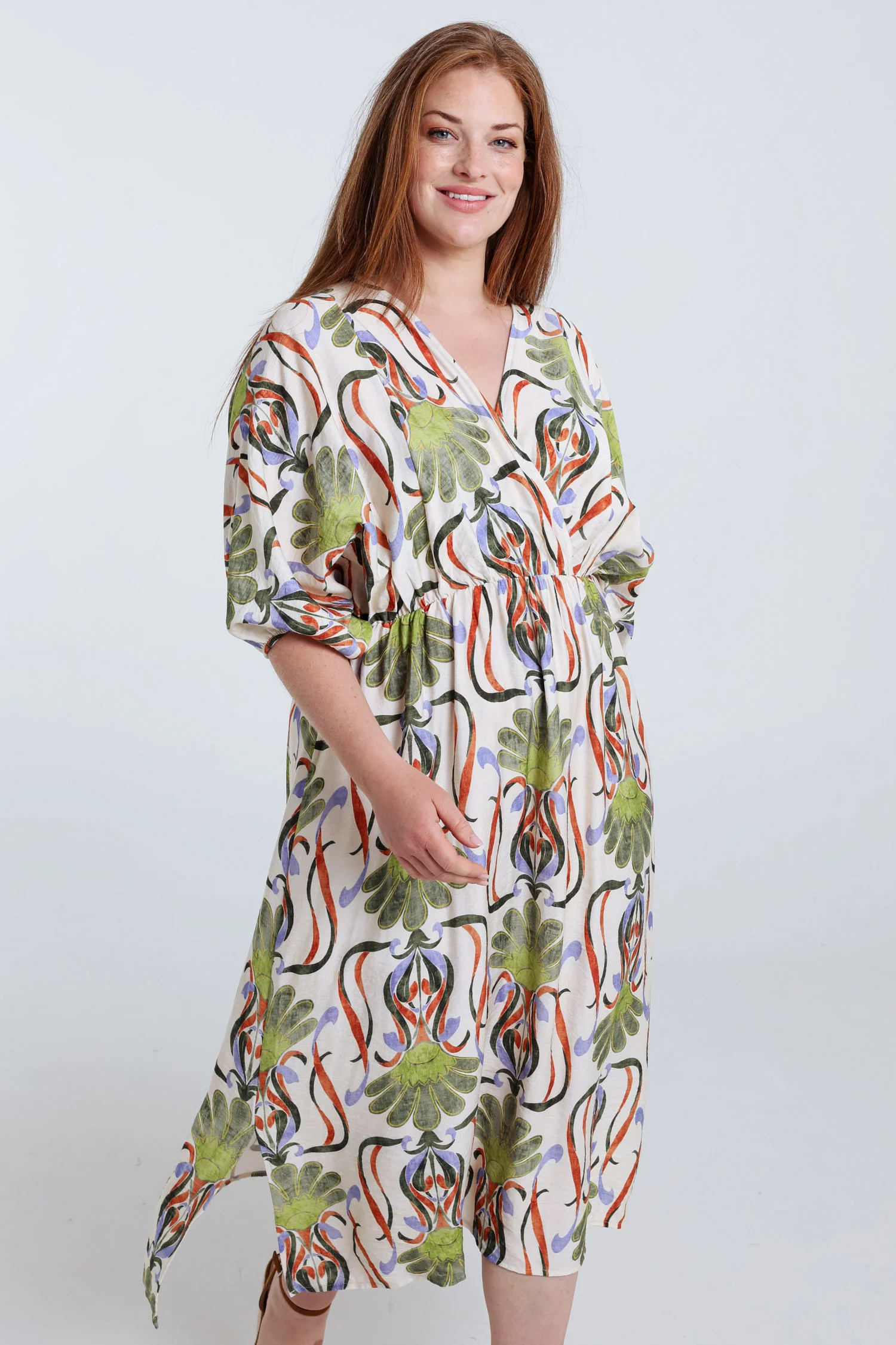 Lange jurk van viscose met bloemenprint