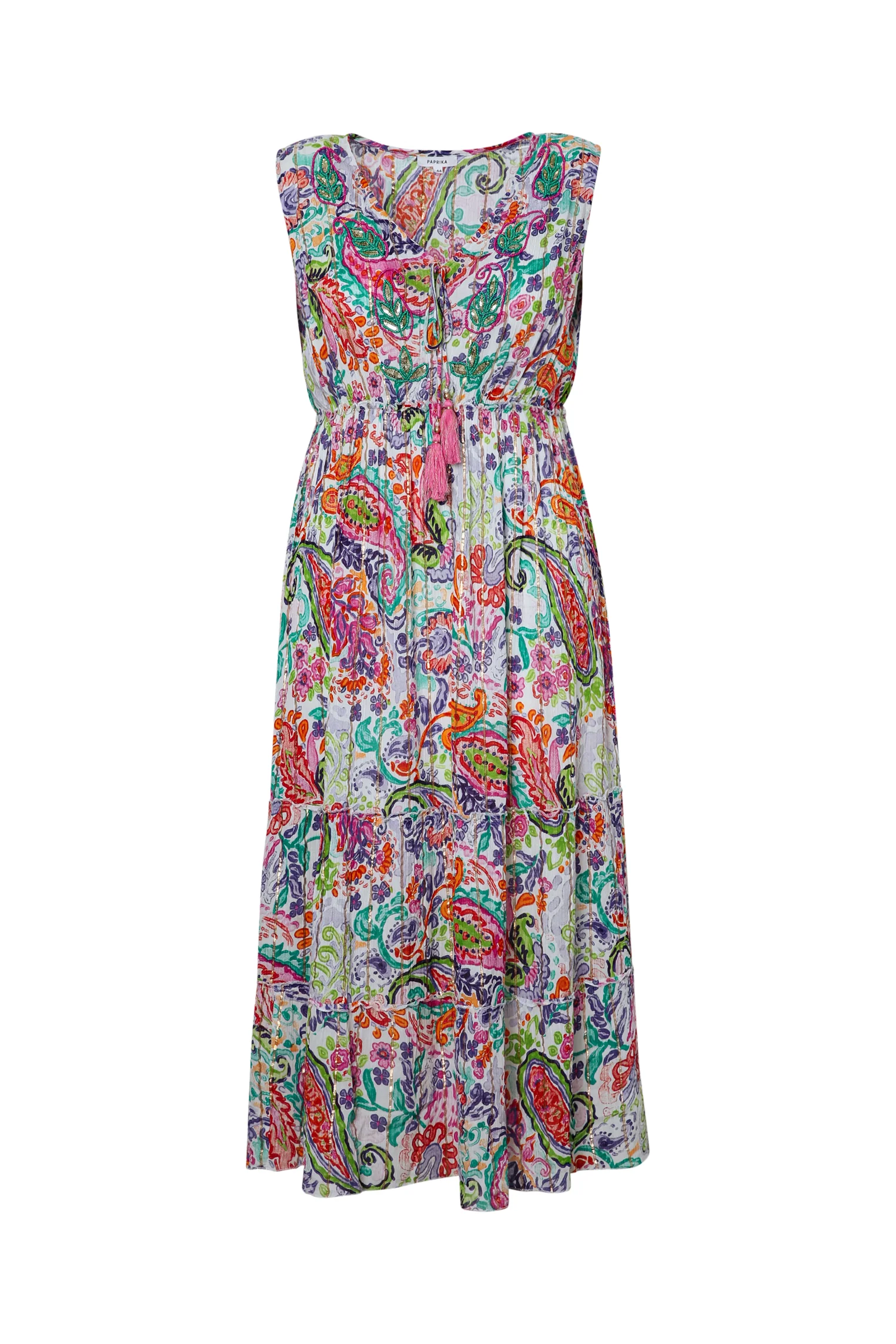 Jurk lang in viscose met bloemenprint en lurex - Image 10