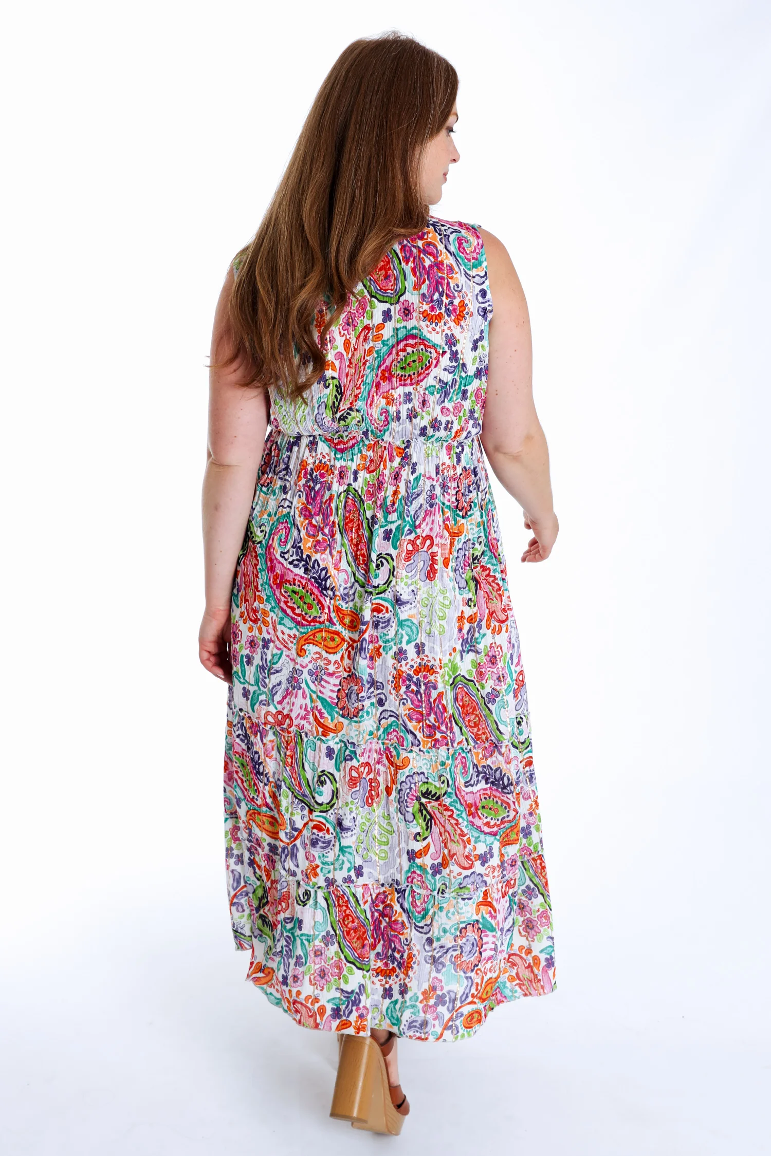 Jurk lang in viscose met bloemenprint en lurex - Image 2