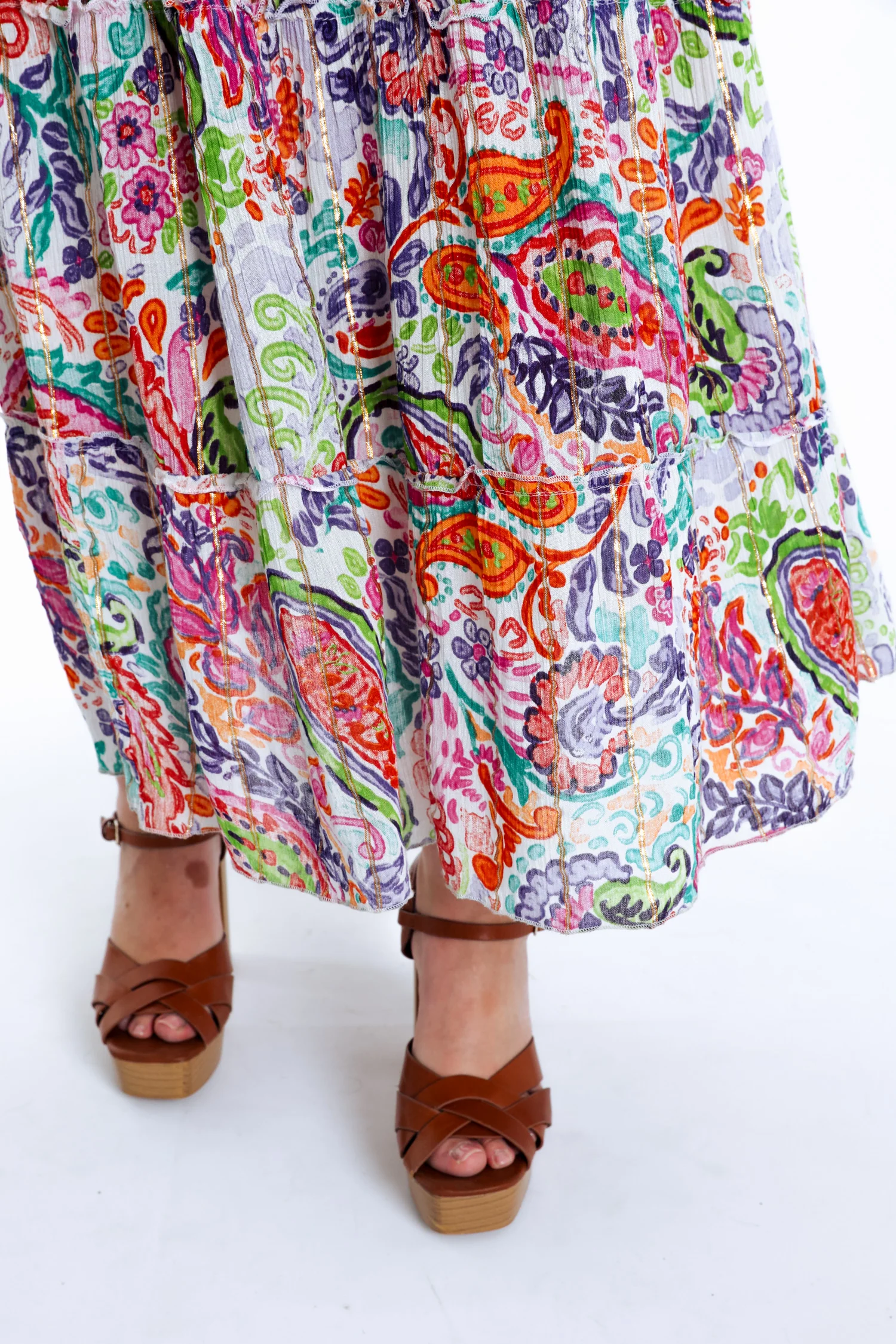 Jurk lang in viscose met bloemenprint en lurex - Image 6