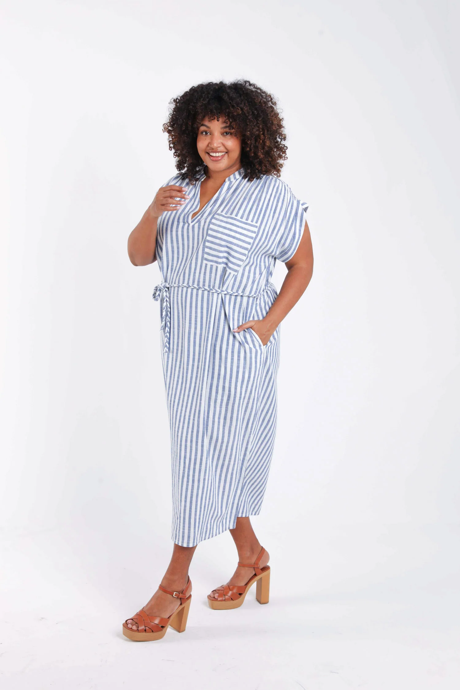 Lange jurk van gestreepte viscose - Image 7