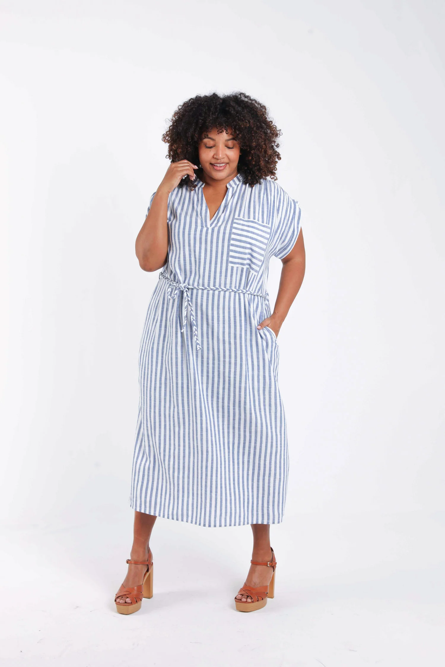 Lange jurk van gestreepte viscose - Image 8