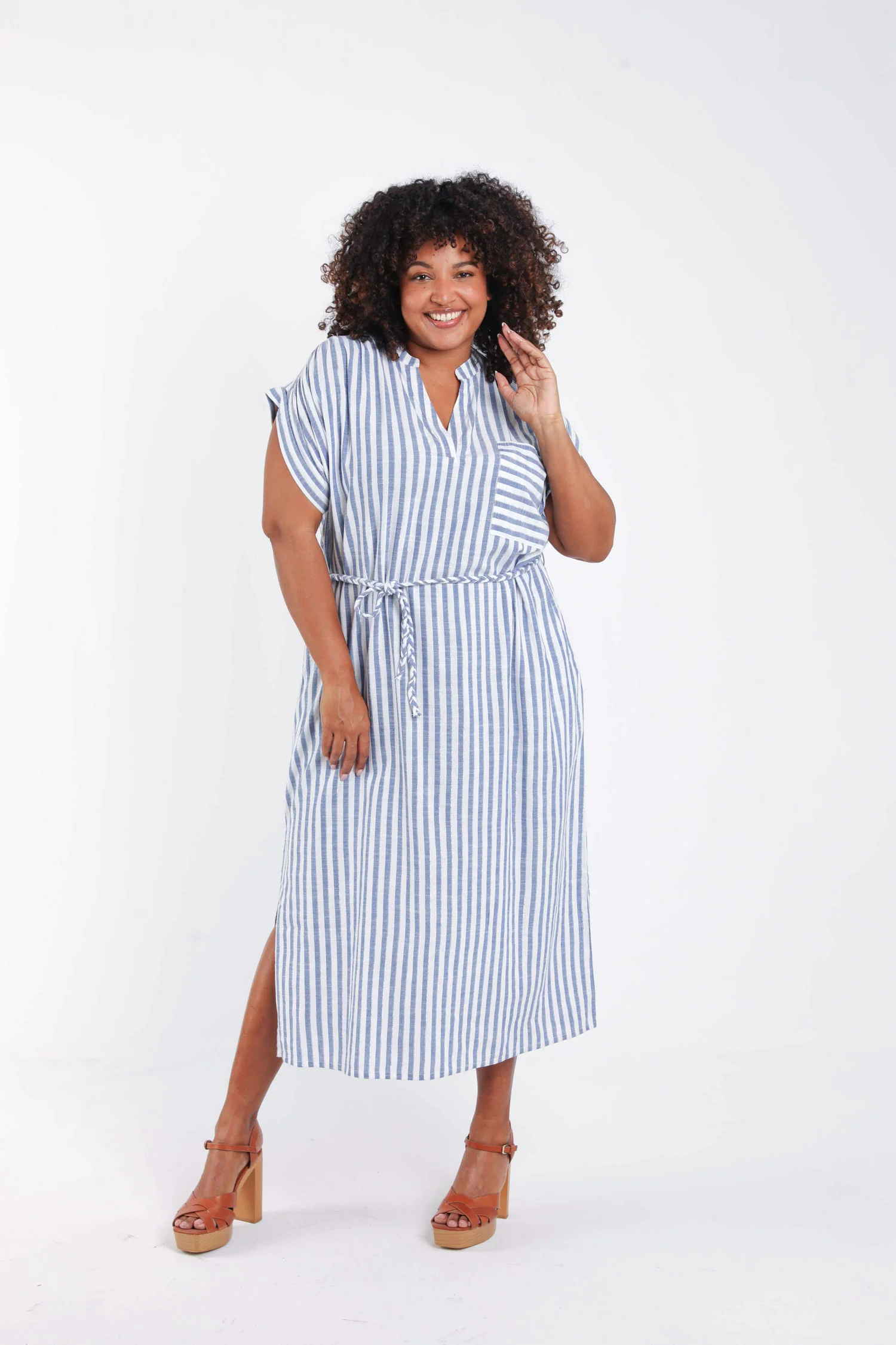 Lange jurk van gestreepte viscose - Image 9