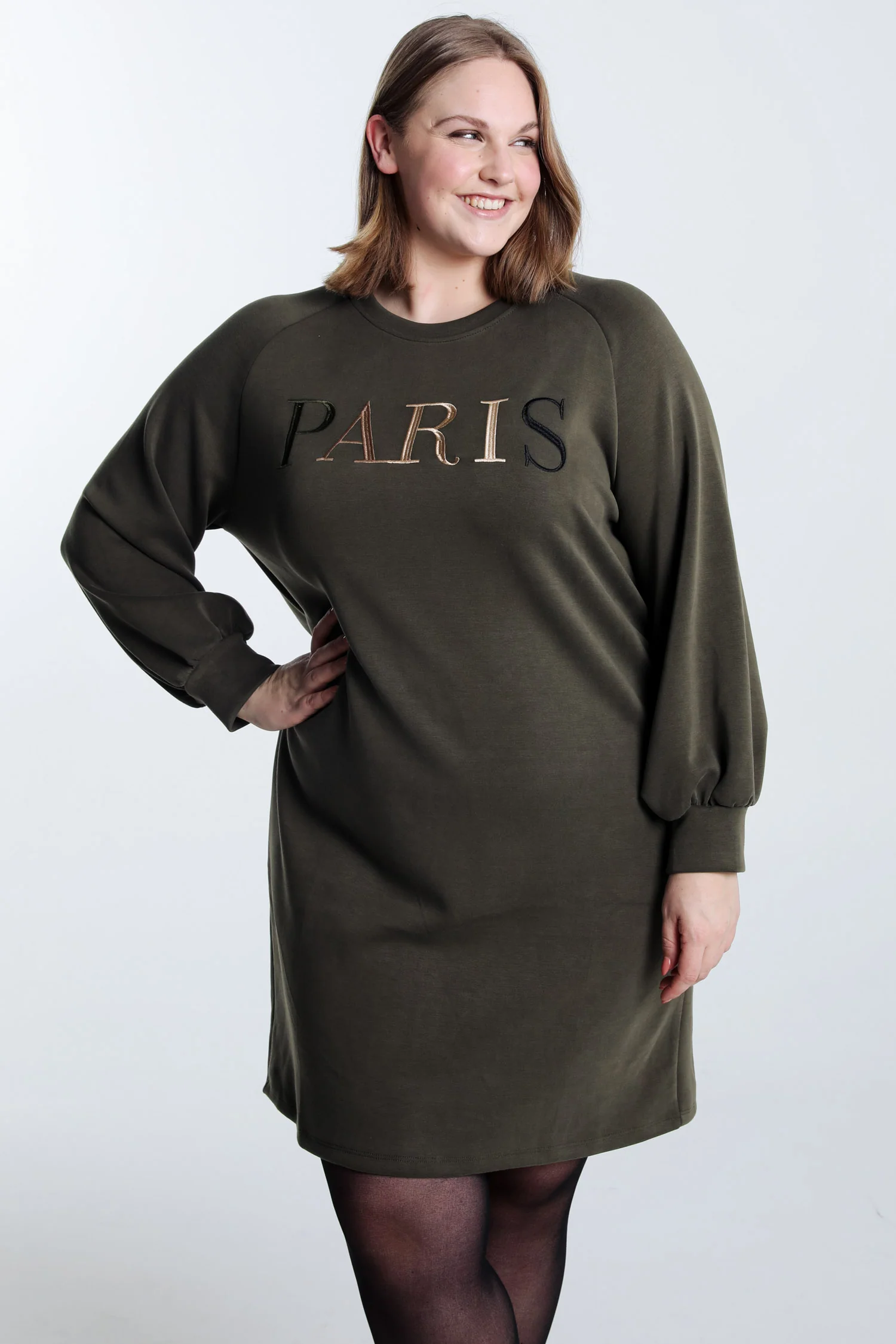 Sweaterjurk met borduursel Paris