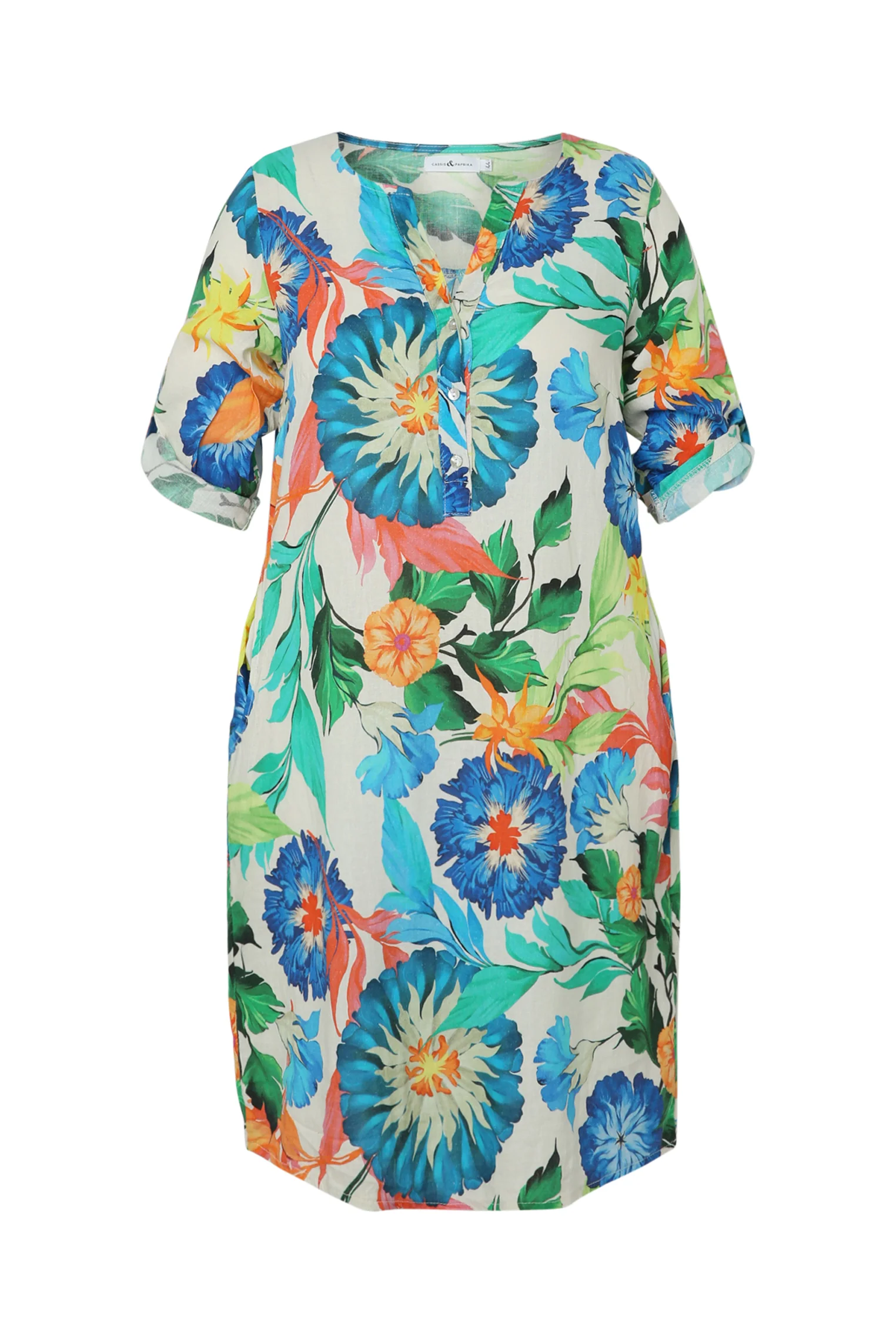 Linnen en viscose tuniek jurk met bloemenprint - Image 10