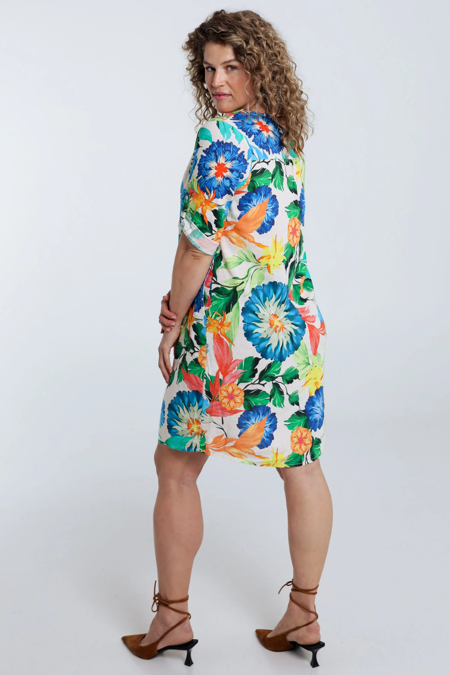 Linnen en viscose tuniek jurk met bloemenprint - Image 2