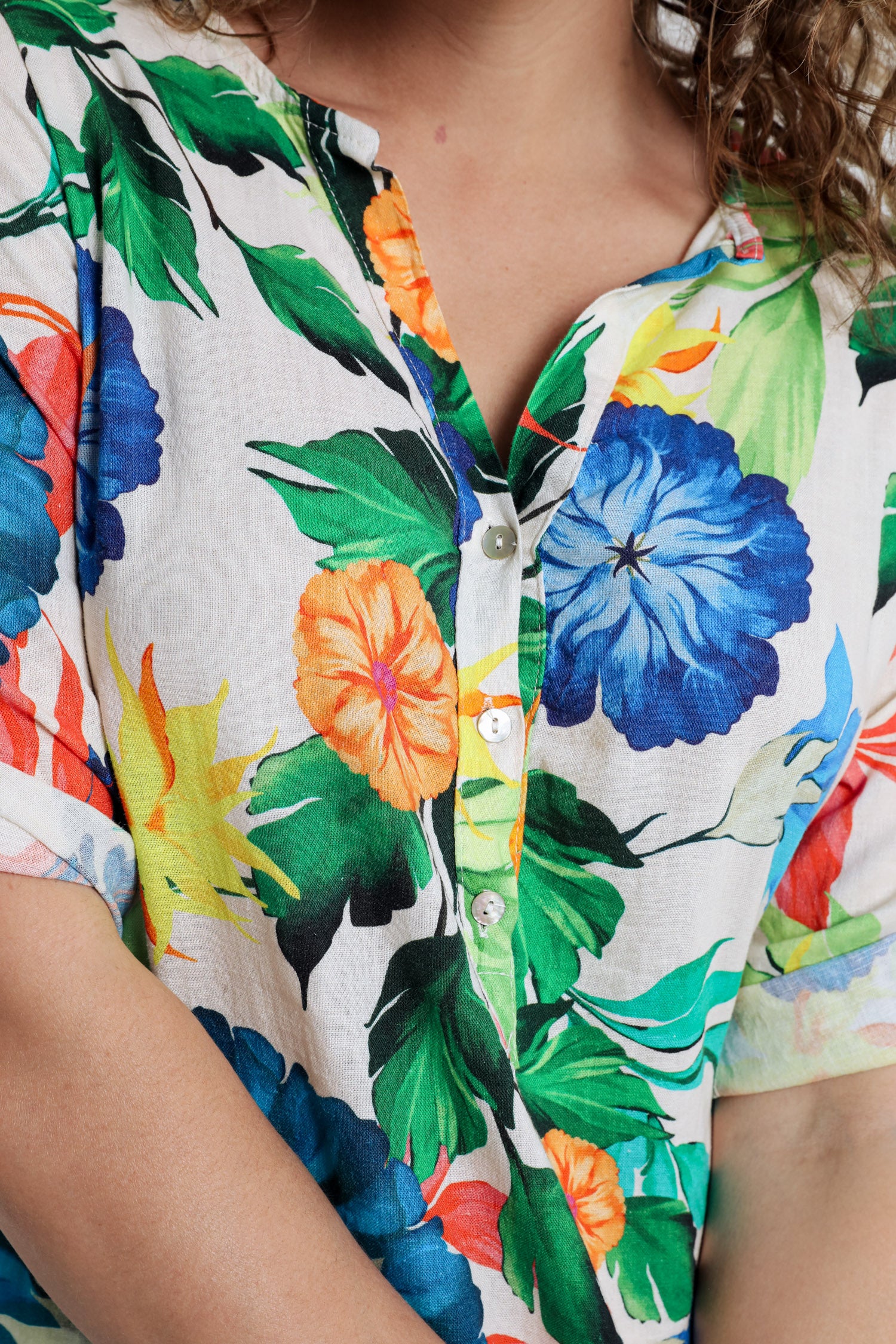 Linnen en viscose tuniek jurk met bloemenprint - Image 4