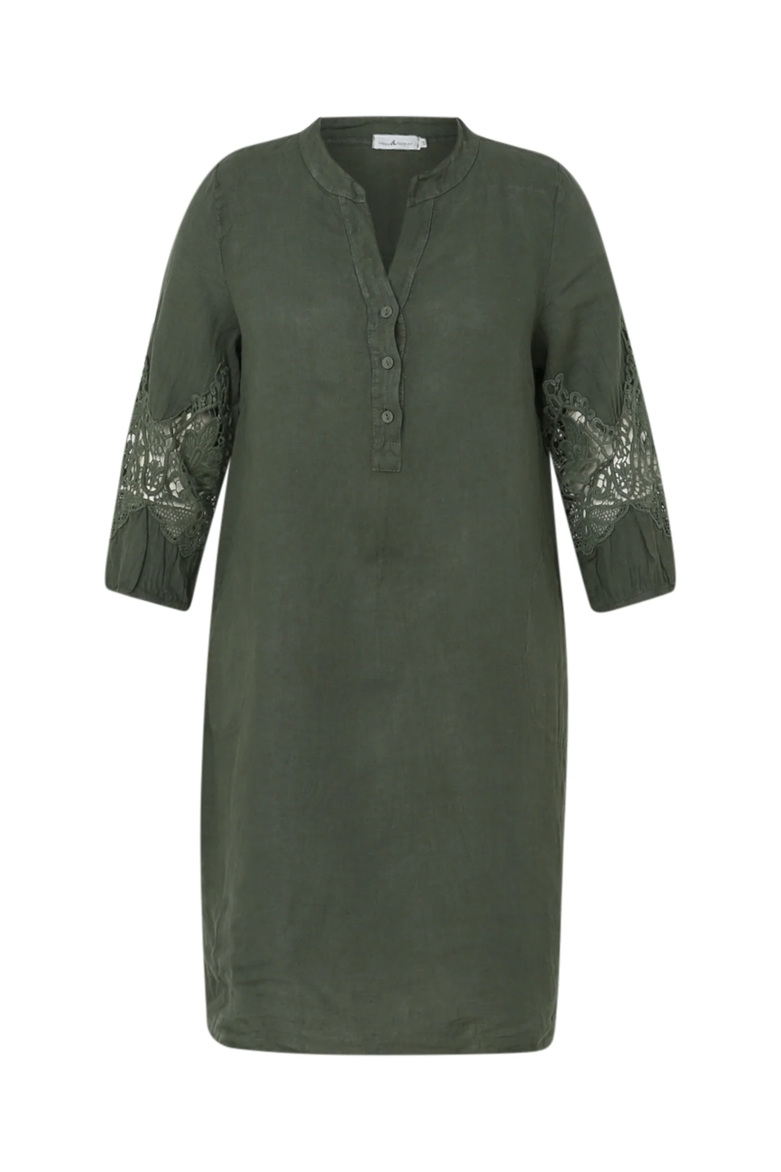 Effen linnen tuniekjurk met macramé-detail - Image 10