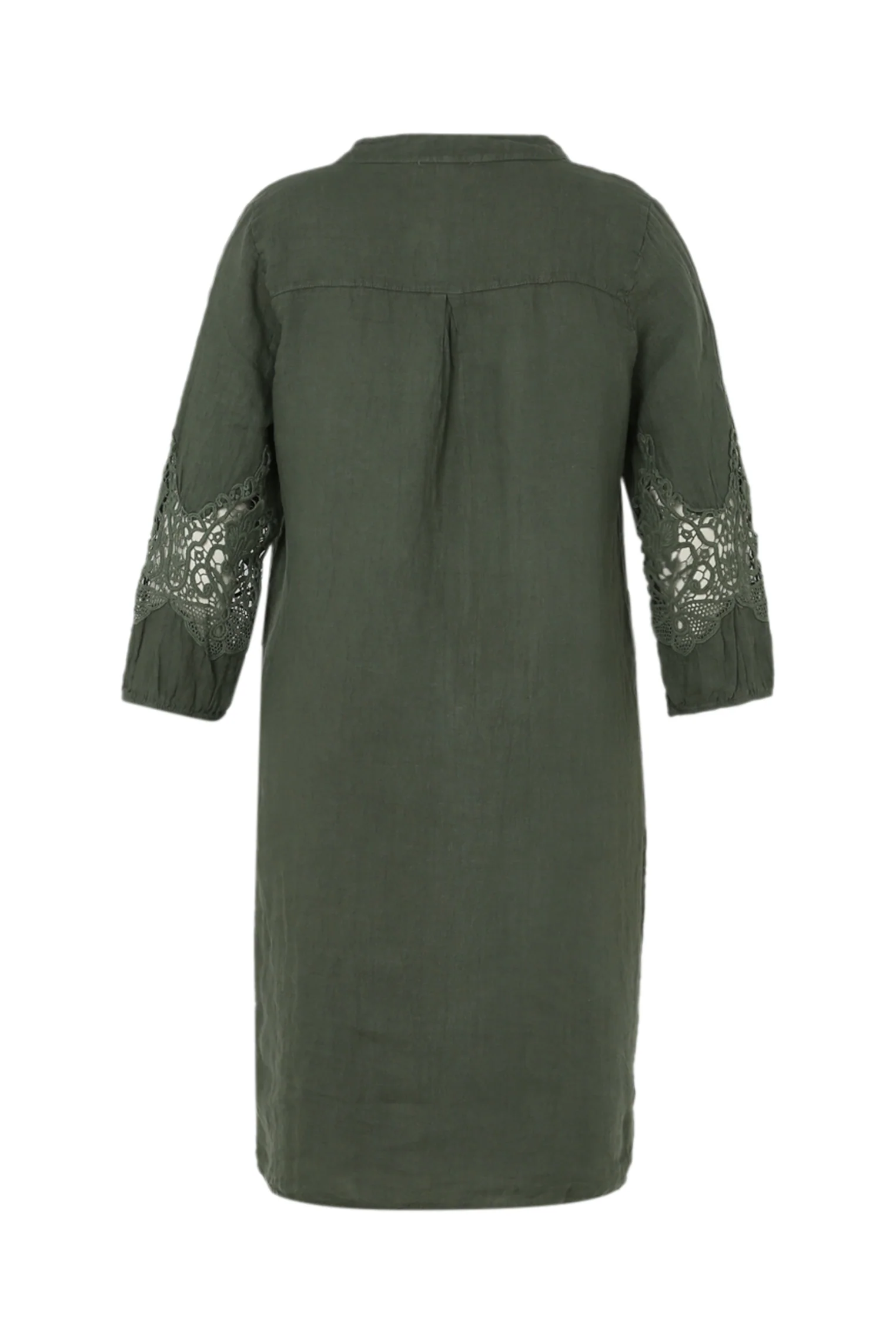 Effen linnen tuniekjurk met macramé-detail - Image 11