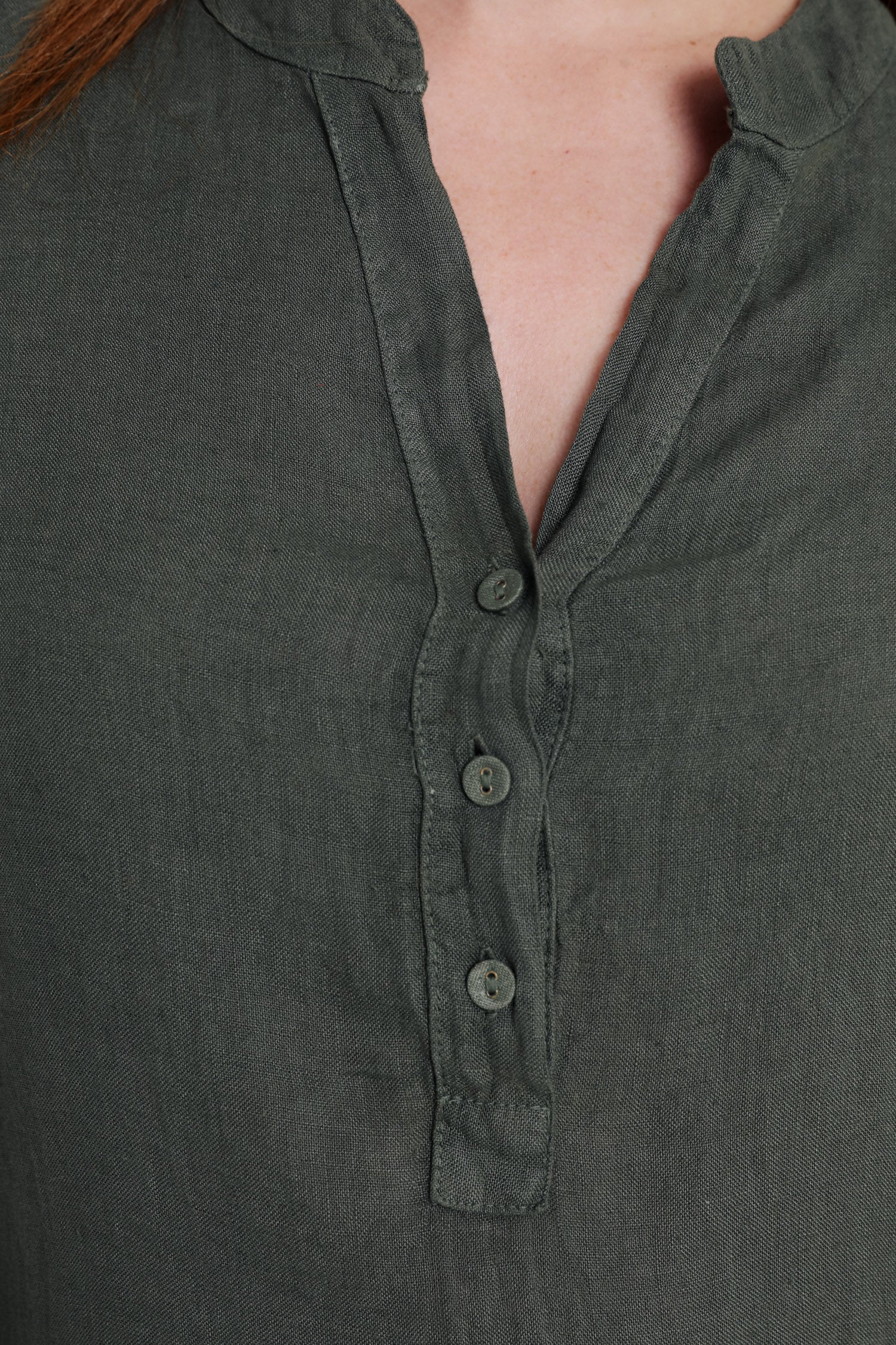 Effen linnen tuniekjurk met macramé-detail - Image 3
