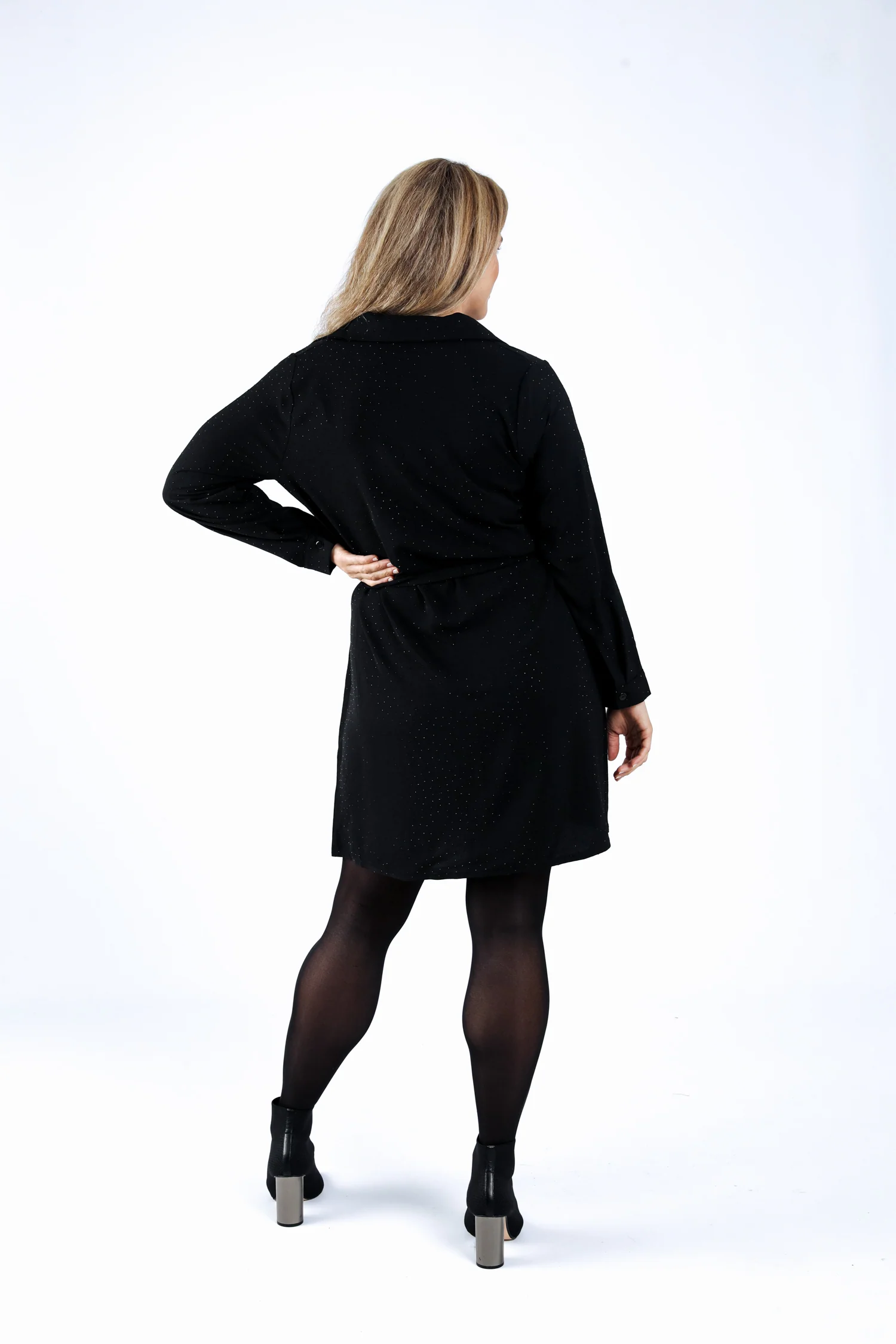 Effen jurk met ton-sur-ton strass-steentjes - Image 2