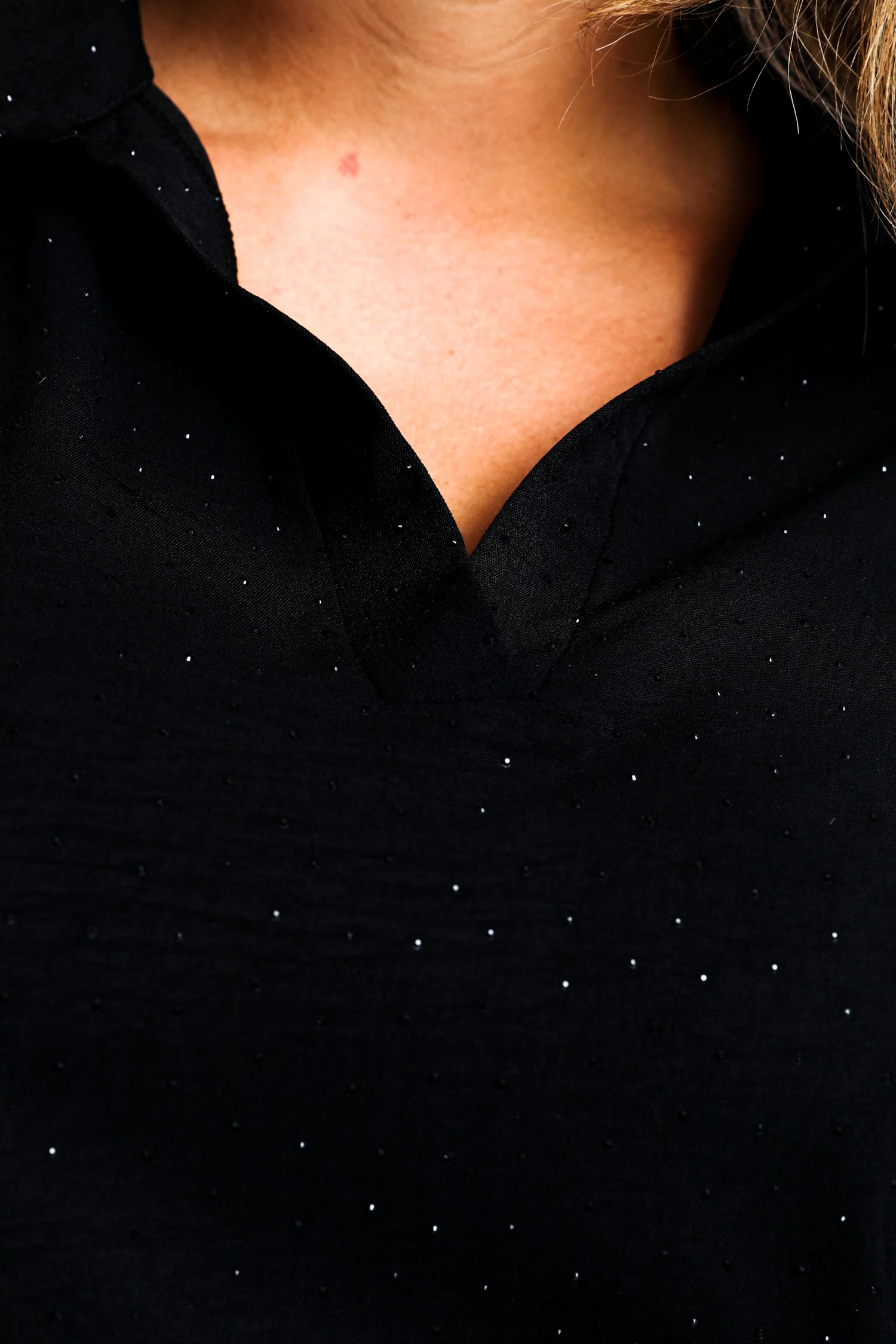 Effen jurk met ton-sur-ton strass-steentjes - Image 4