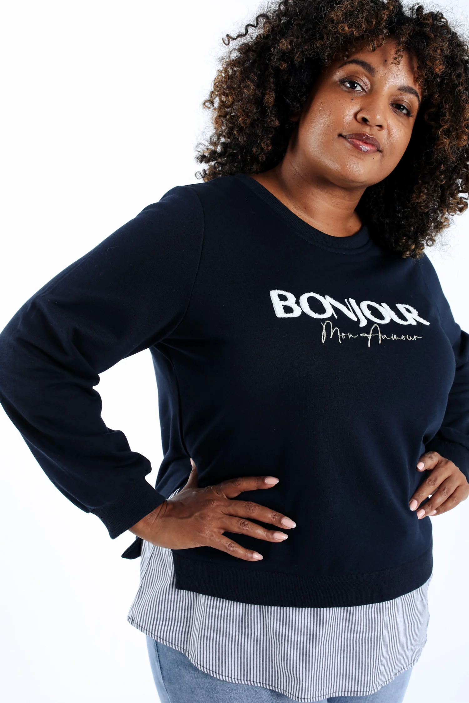 Sweat Bonjour met nep-overhemd - Image 5